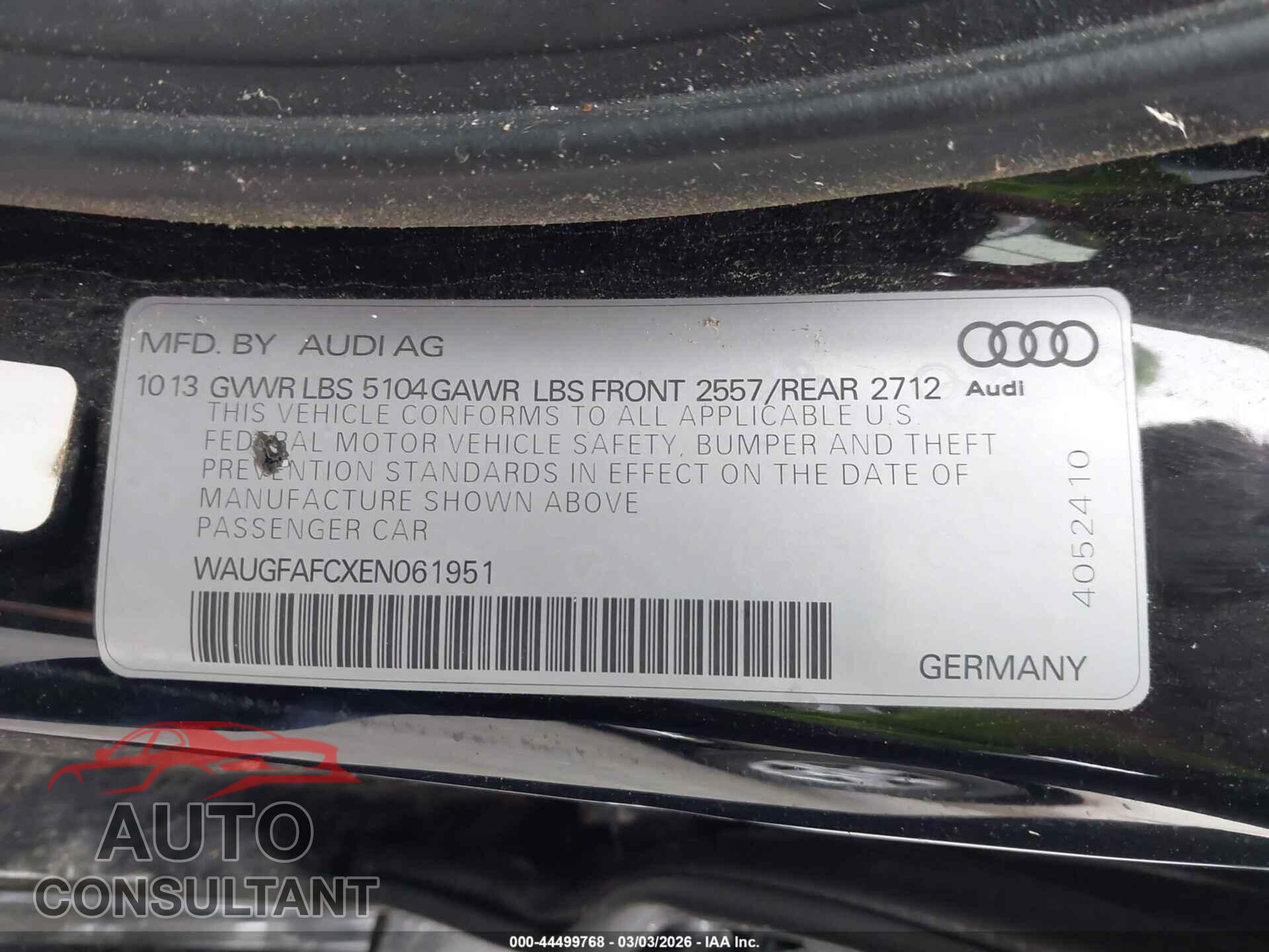 AUDI A6 2014 - WAUGFAFCXEN061951