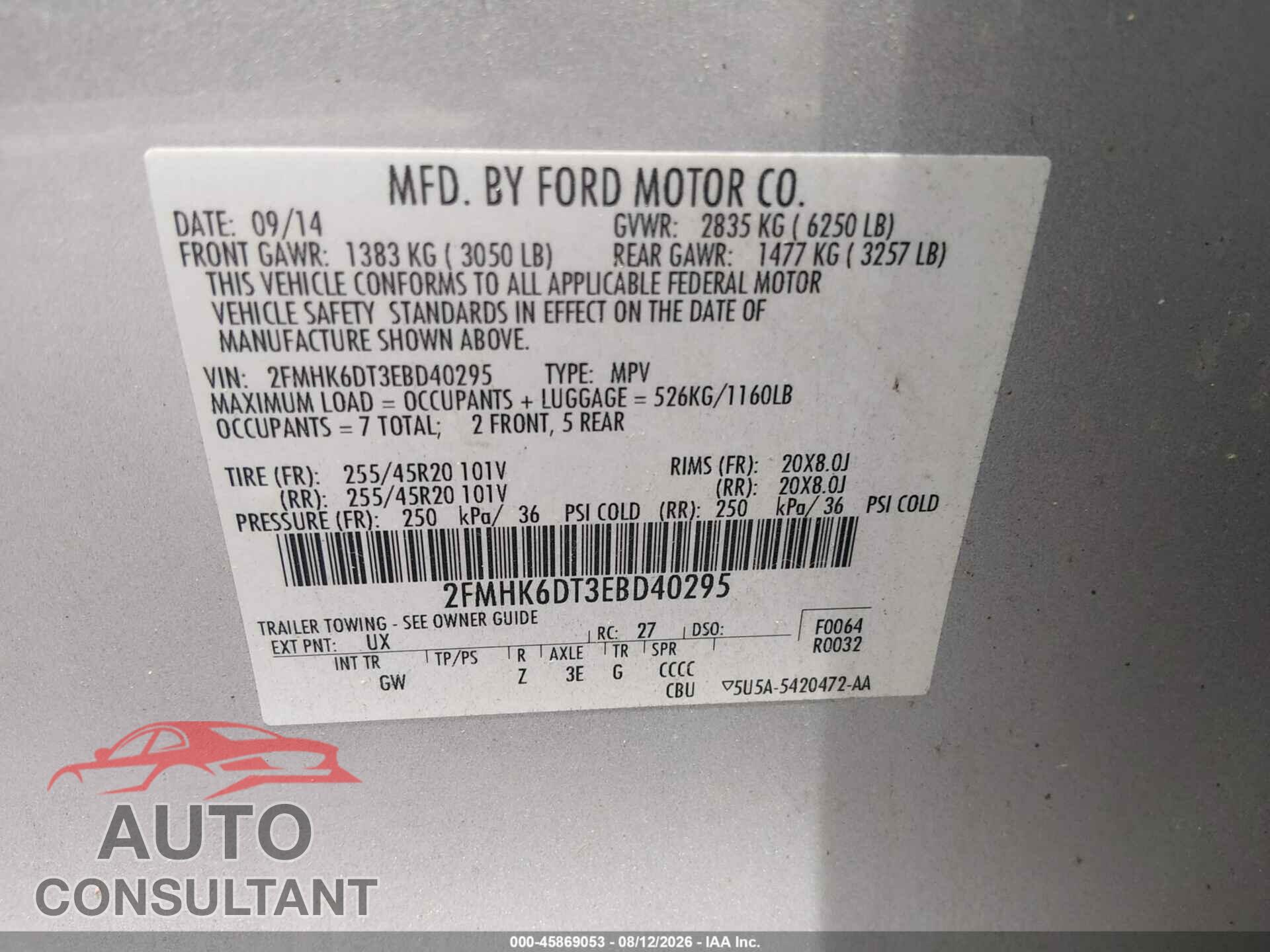FORD FLEX 2014 - 2FMHK6DT3EBD40295