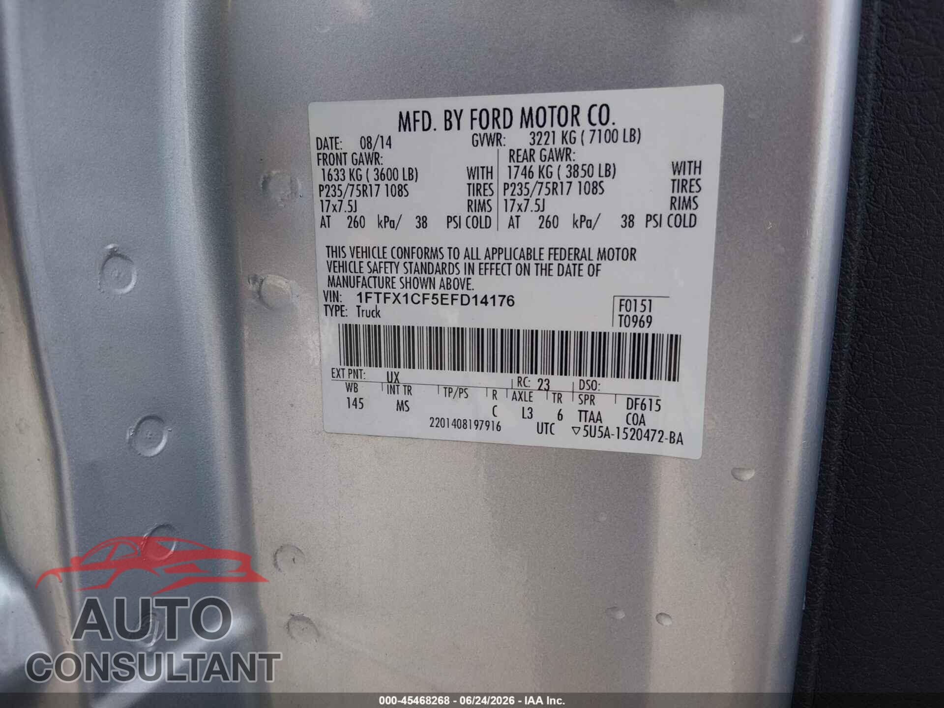 FORD F-150 2014 - 1FTFX1CF5EFD14176