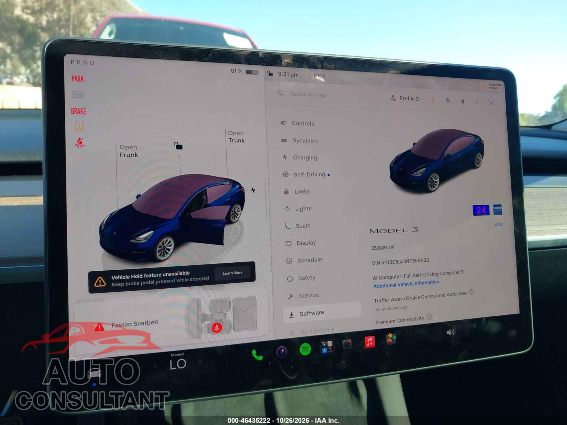 TESLA MODEL 3 2022 - 5YJ3E1EA3NF359020