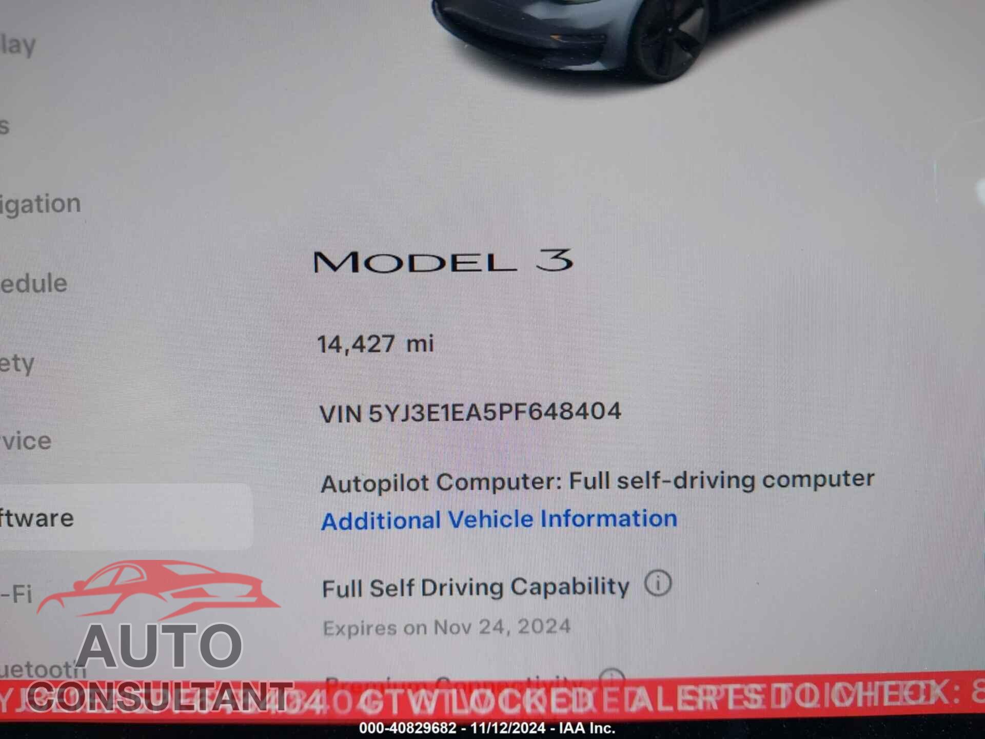 TESLA MODEL 3 2023 - 5YJ3E1EA5PF648404