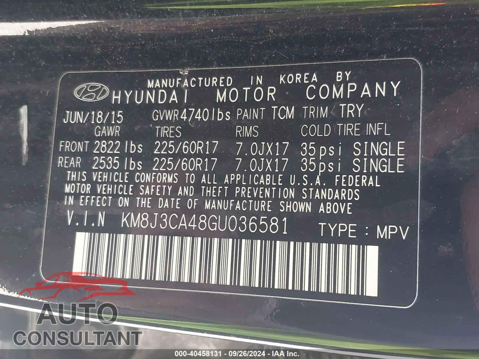 HYUNDAI TUCSON 2016 - KM8J3CA48GU036581