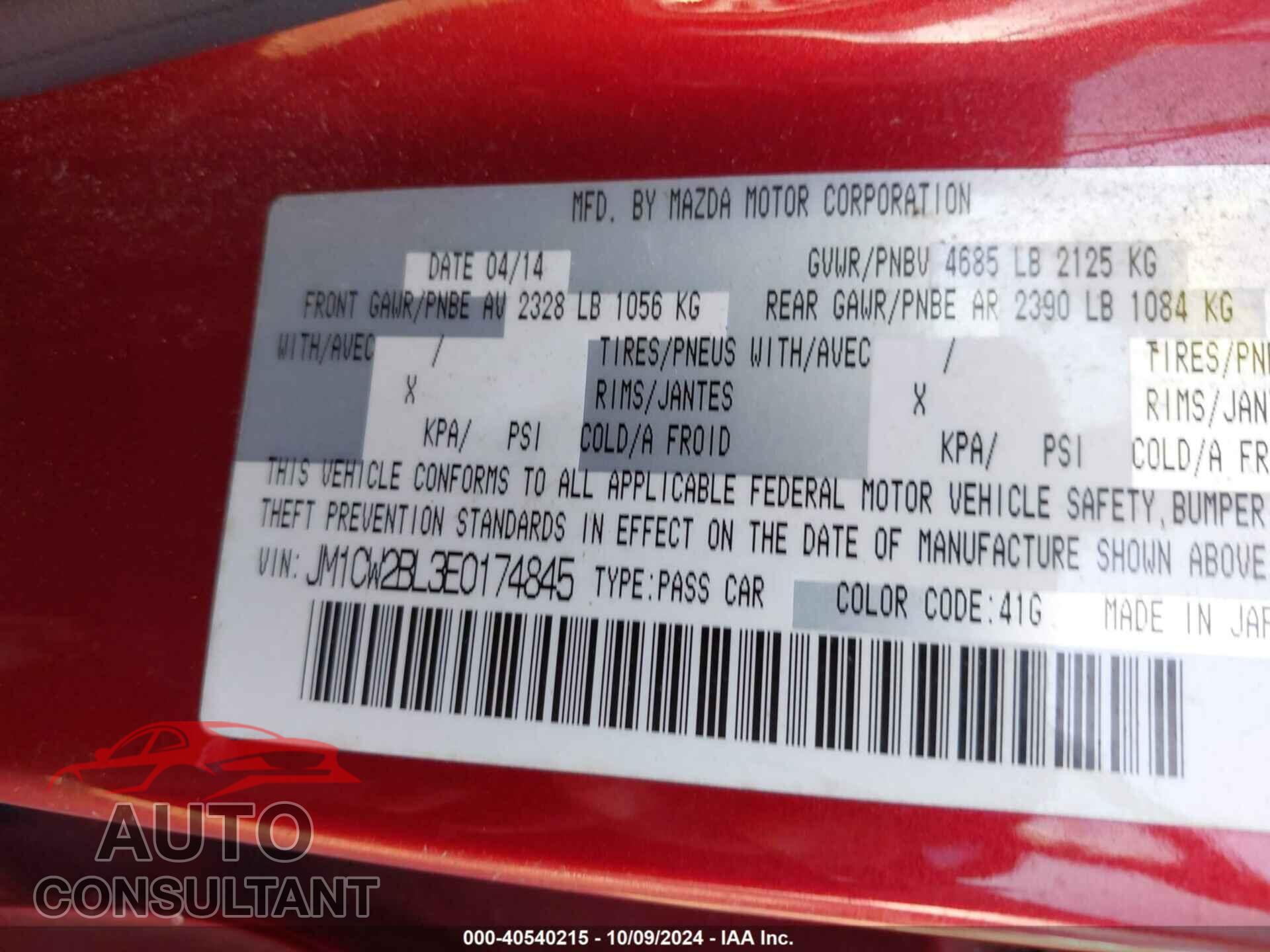 MAZDA MAZDA5 2014 - JM1CW2BL3E0174845