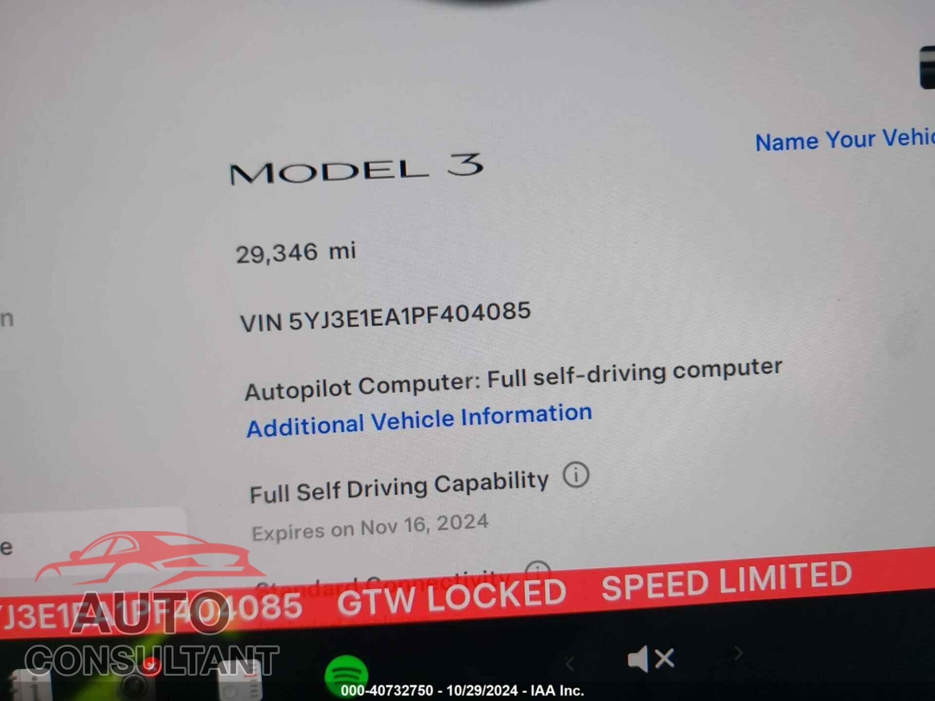 TESLA MODEL 3 2023 - 5YJ3E1EA1PF404085