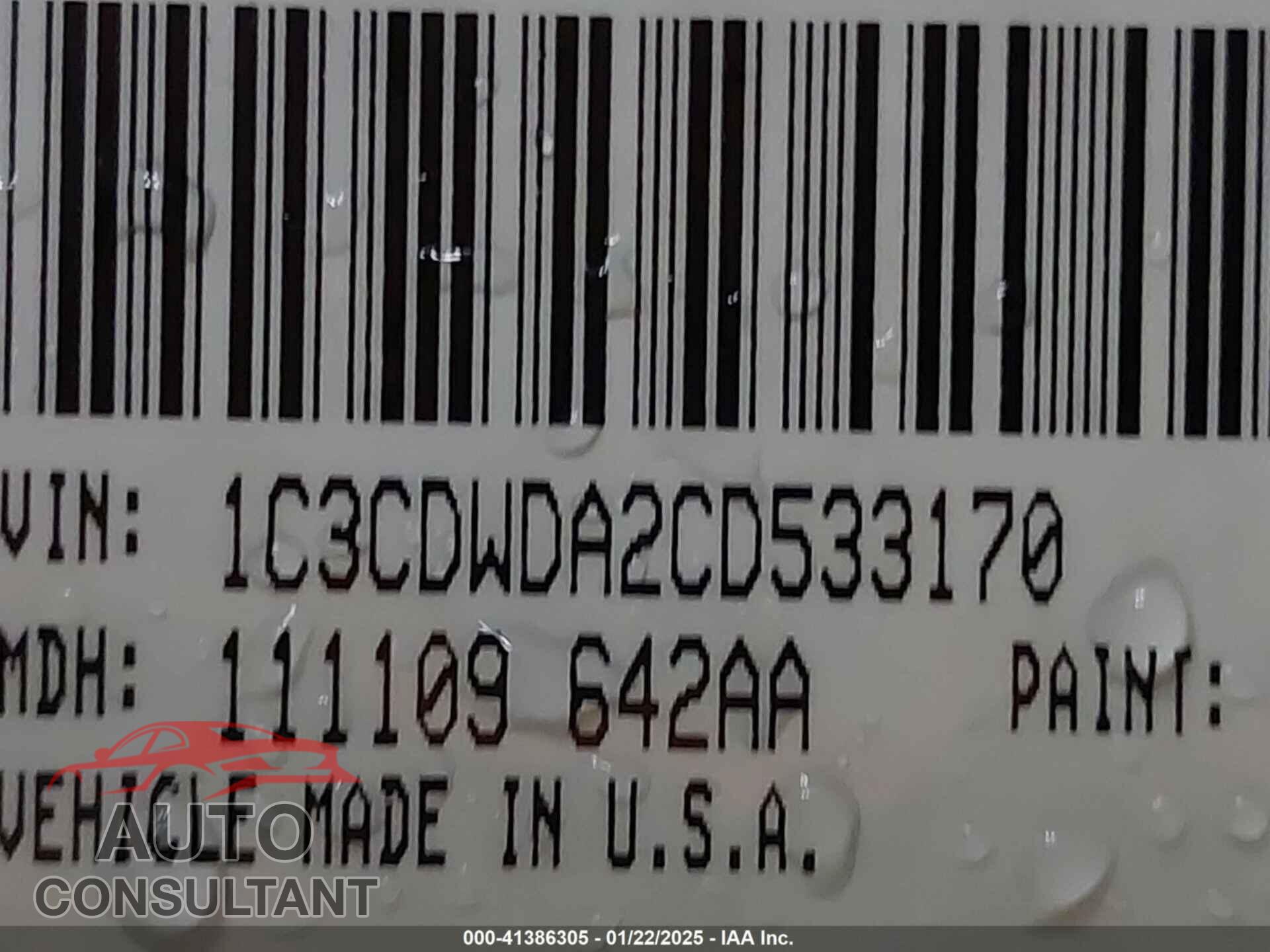 DODGE CALIBER 2012 - 1C3CDWDA2CD533170