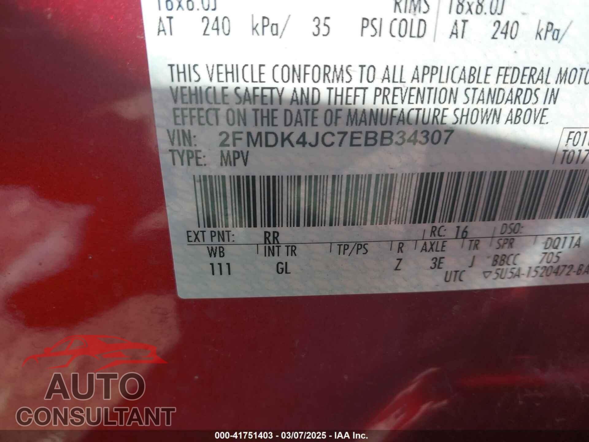 FORD EDGE 2014 - 2FMDK4JC7EBB34307