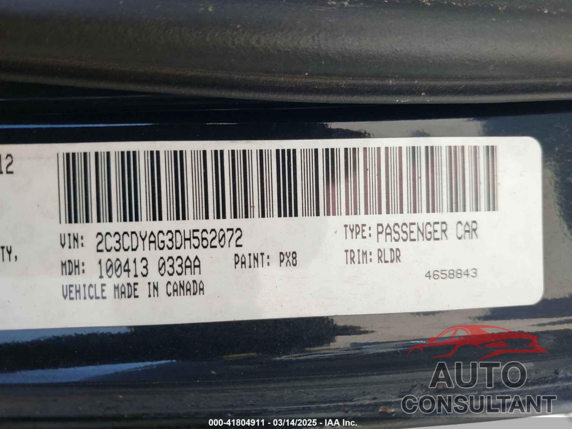 DODGE CHALLENGER 2013 - 2C3CDYAG3DH562072