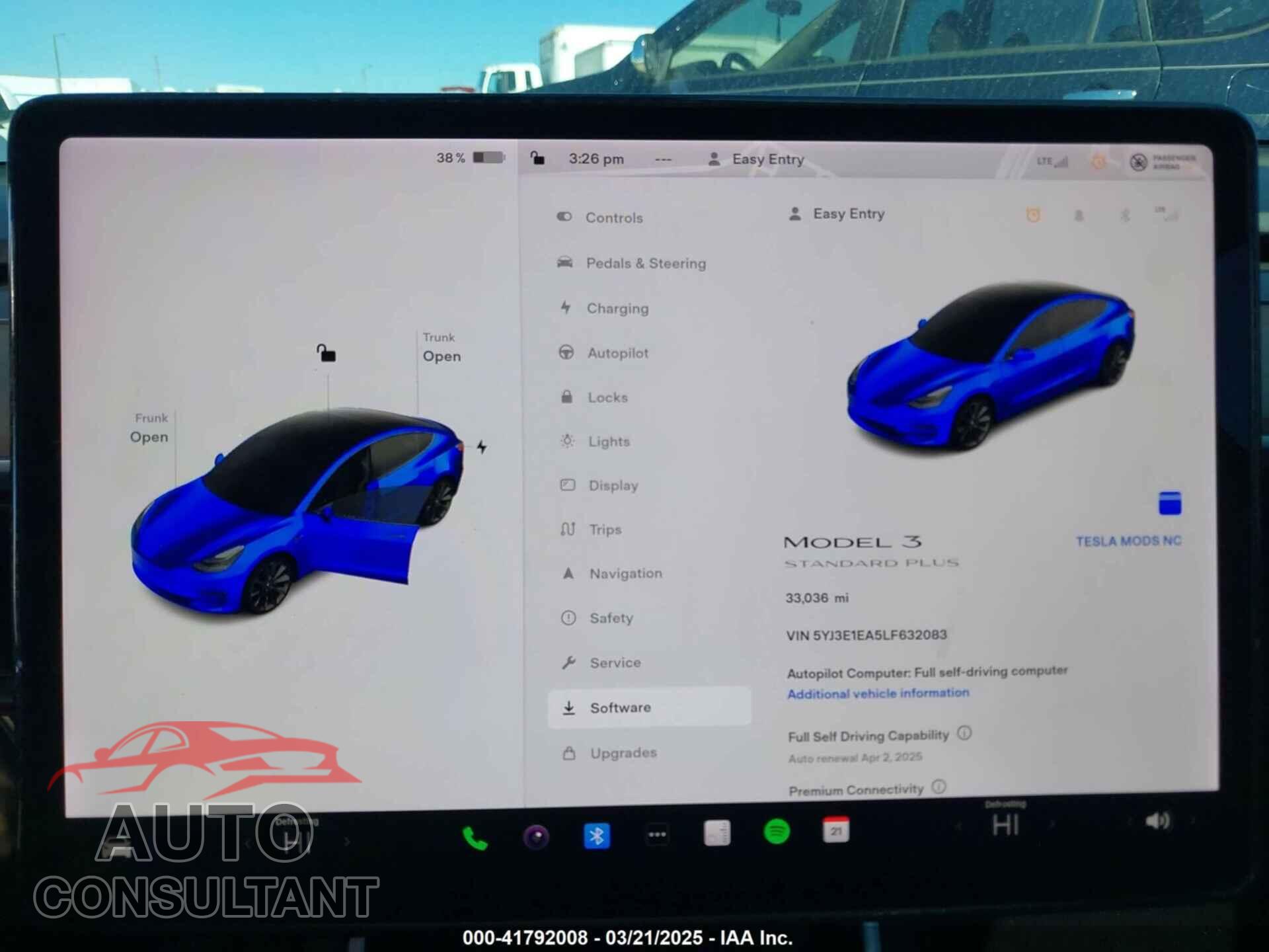 TESLA MODEL 3 2020 - 5YJ3E1EA5LF632083