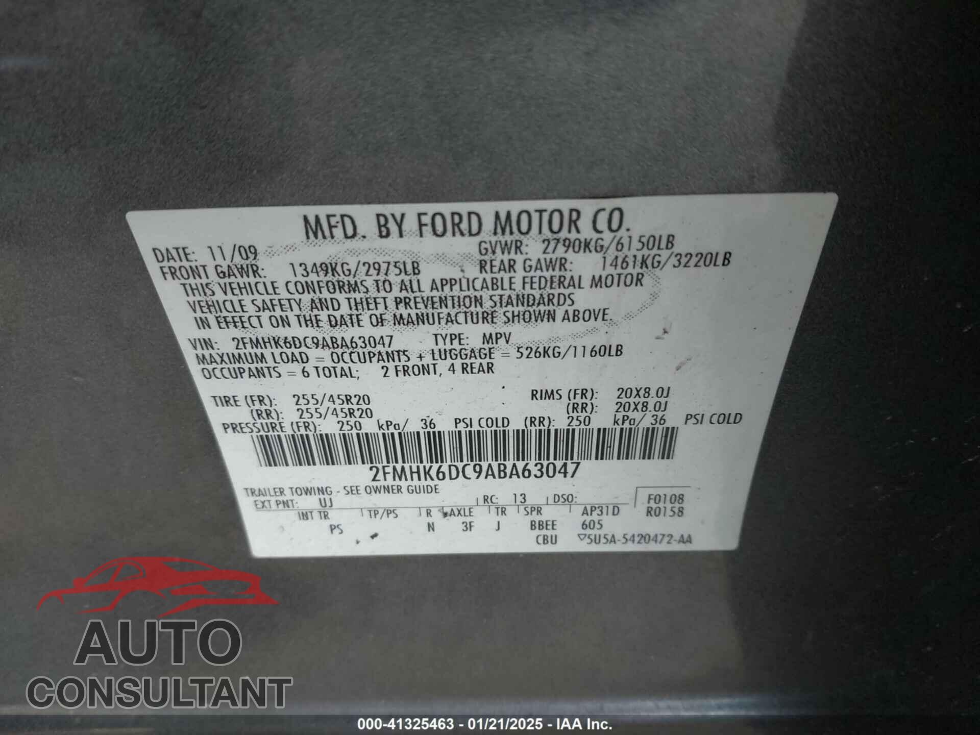 FORD FLEX 2010 - 2FMHK6DC9ABA63047