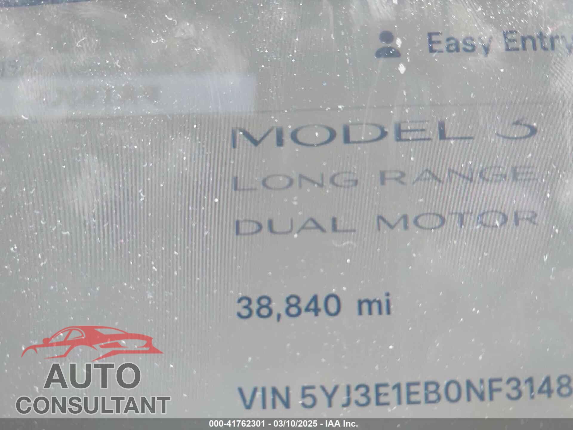 TESLA MODEL 3 2022 - 5YJ3E1EB0NF314870