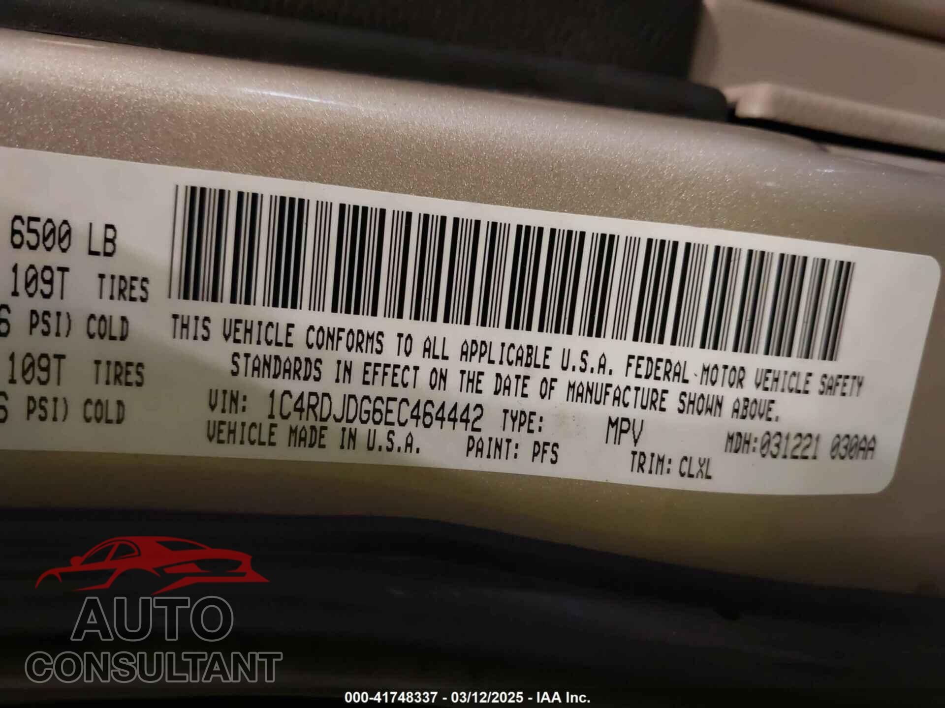 DODGE DURANGO 2014 - 1C4RDJDG6EC464442