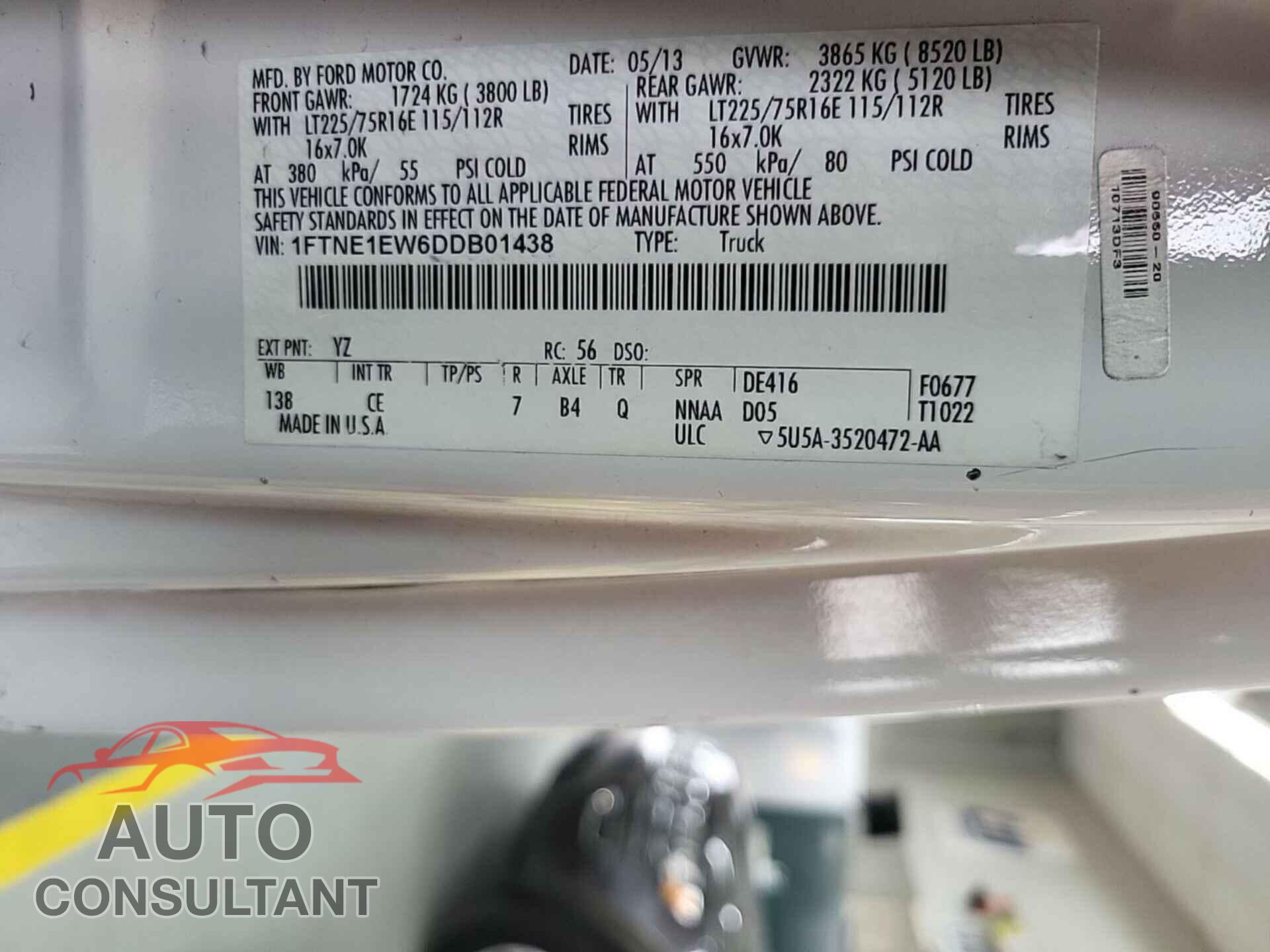 FORD ECONOLINE 2013 - 1FTNE1EW6DDB01438