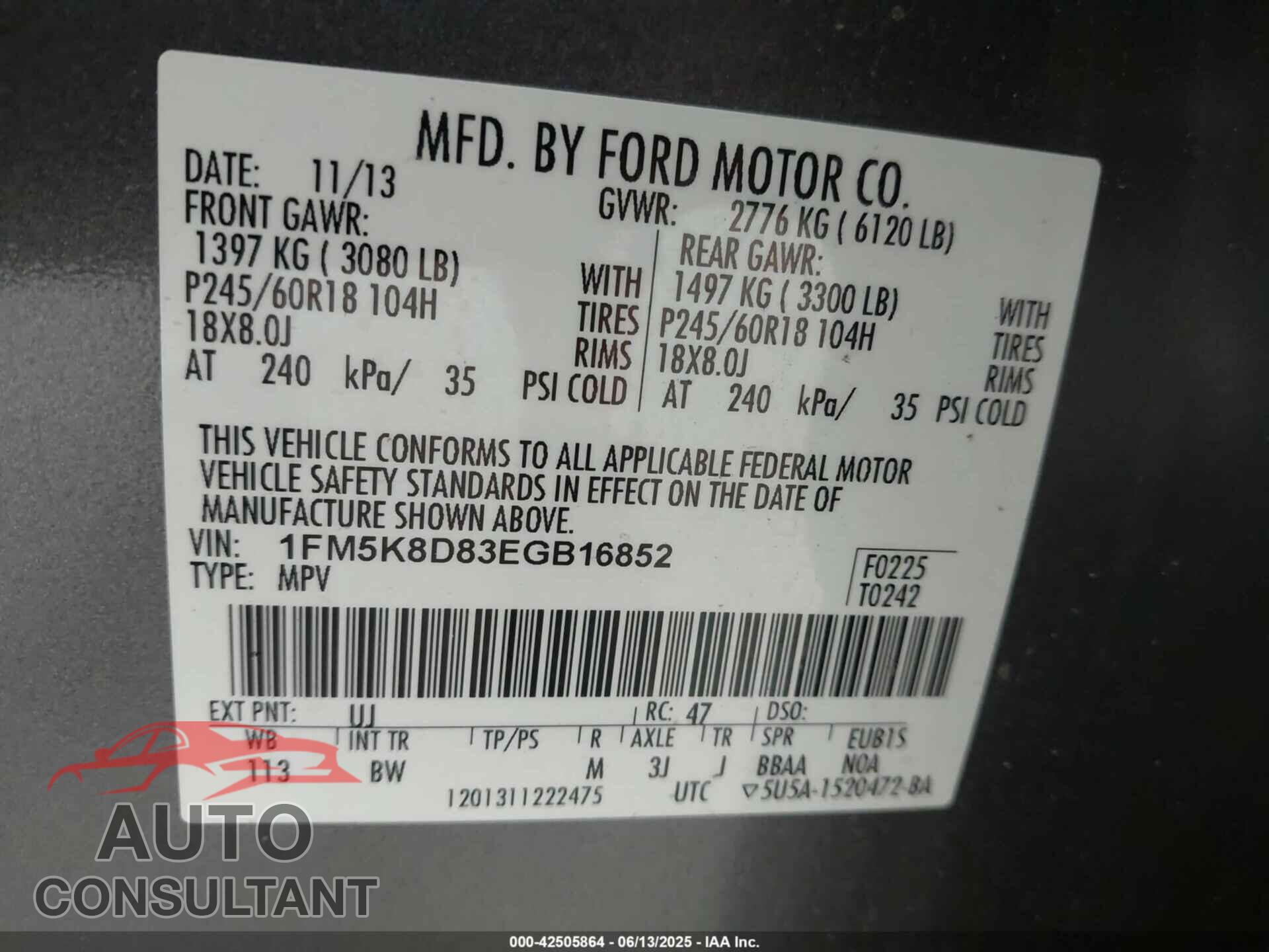FORD EXPLORER 2014 - 1FM5K8D83EGB16852