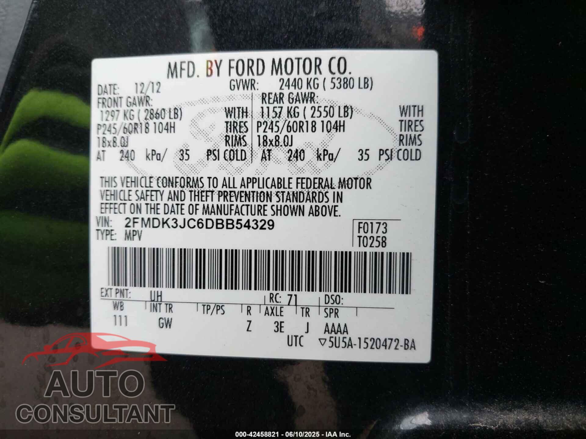 FORD EDGE 2013 - 2FMDK3JC6DBB54329