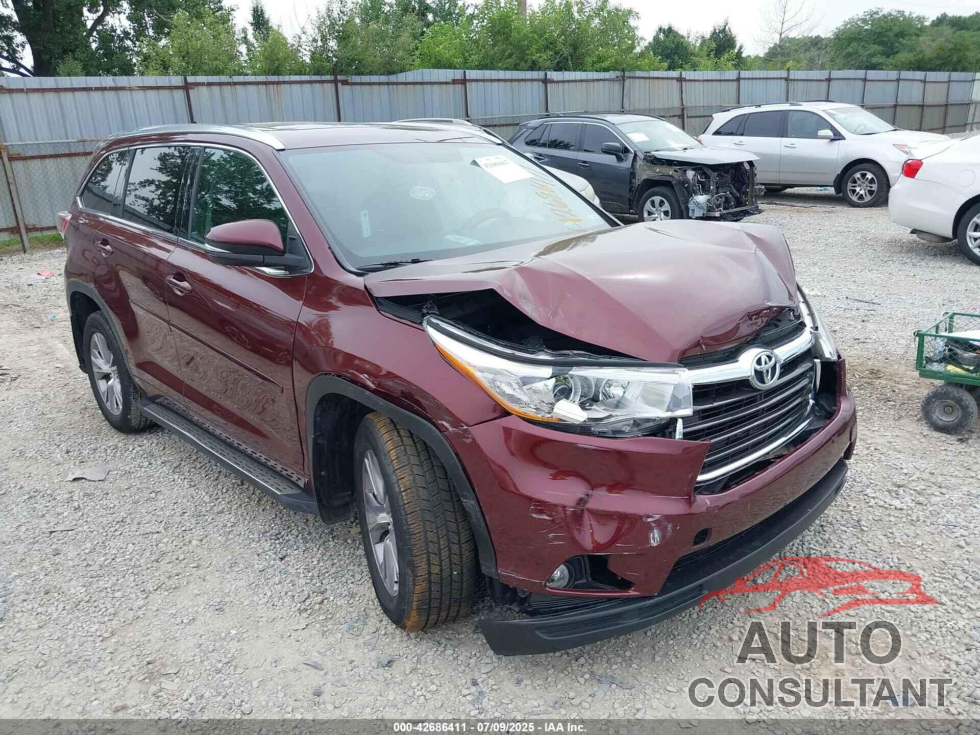 TOYOTA HIGHLANDER 2014 - 5TDJKRFH7ES013591