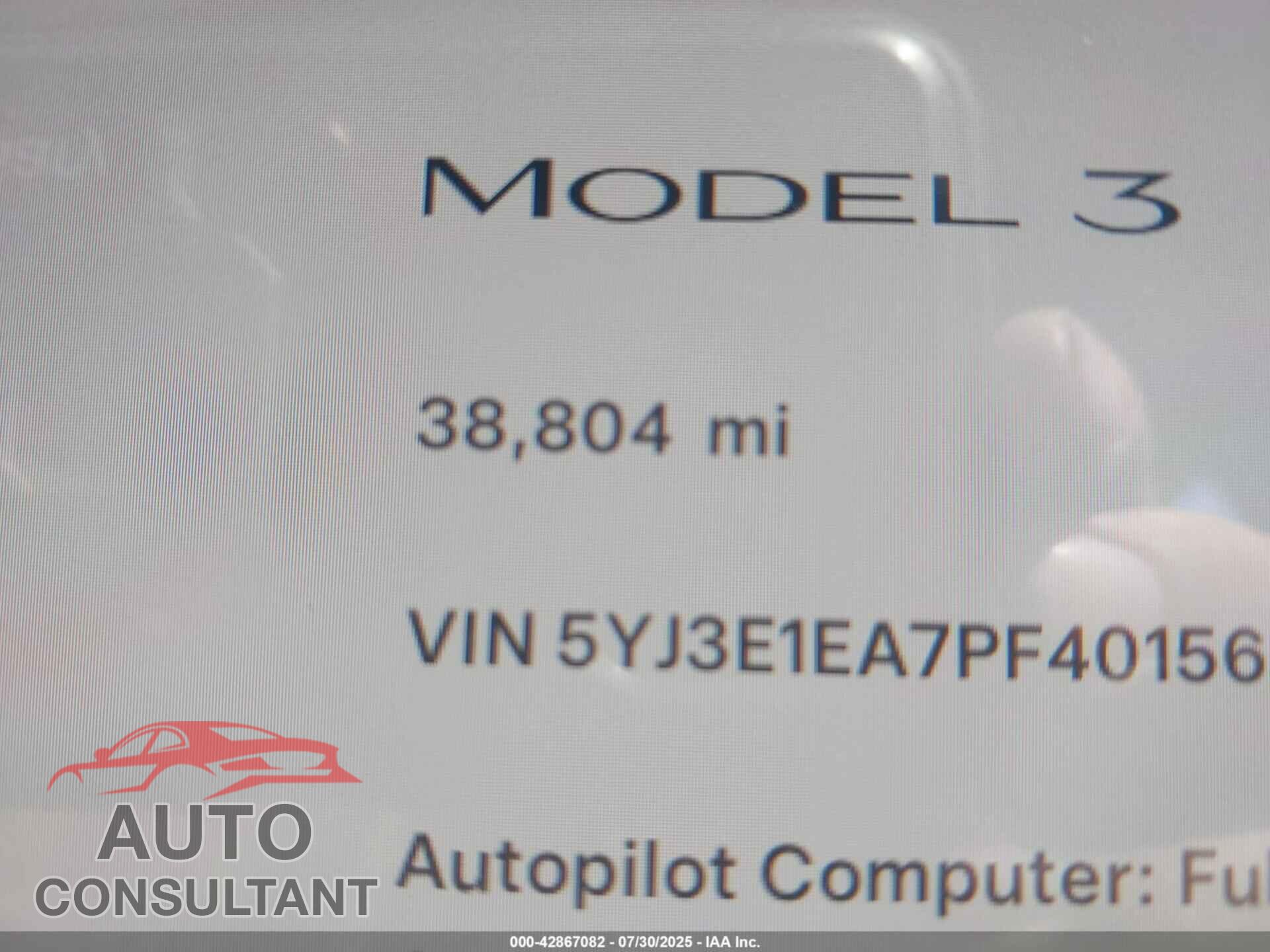 TESLA MODEL 3 2023 - 5YJ3E1EA7PF401563