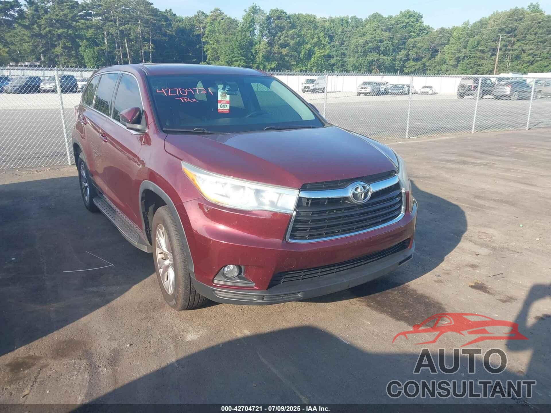 TOYOTA HIGHLANDER 2015 - 5TDZKRFH7FS049933