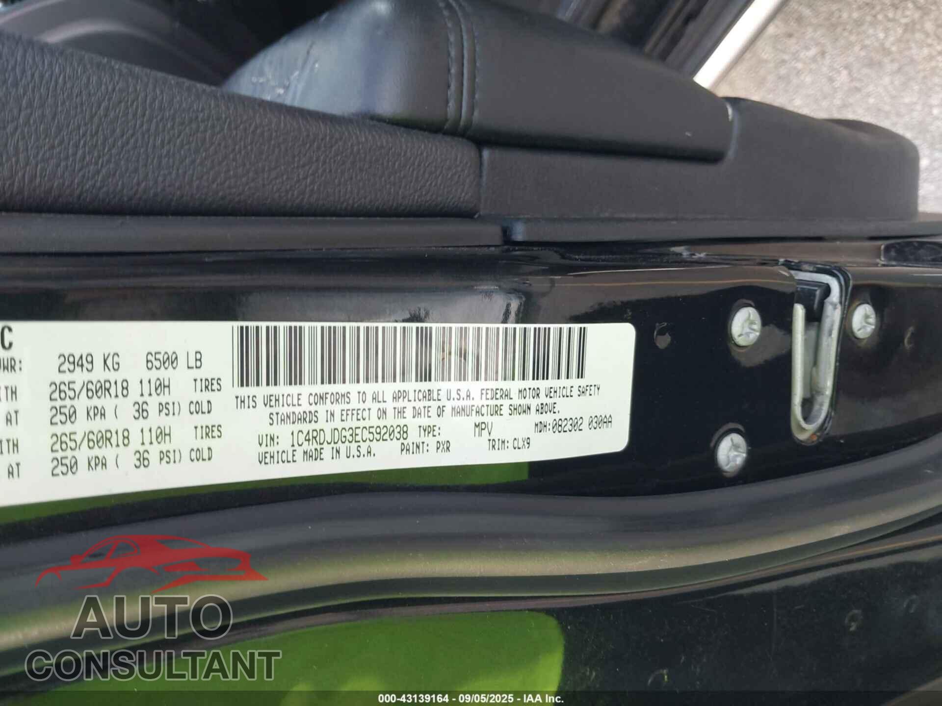 DODGE DURANGO 2014 - 1C4RDJDG3EC592038