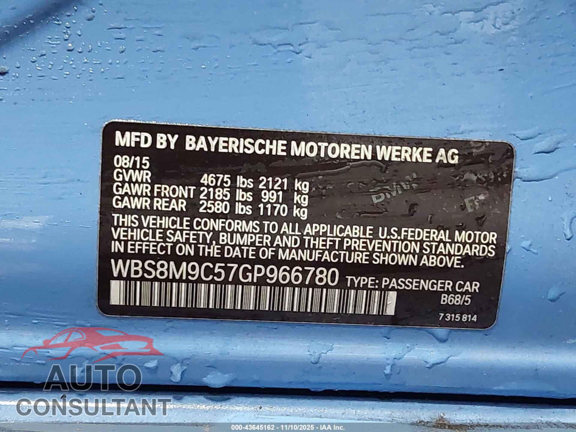 BMW M3 2016 - WBS8M9C57GP966780