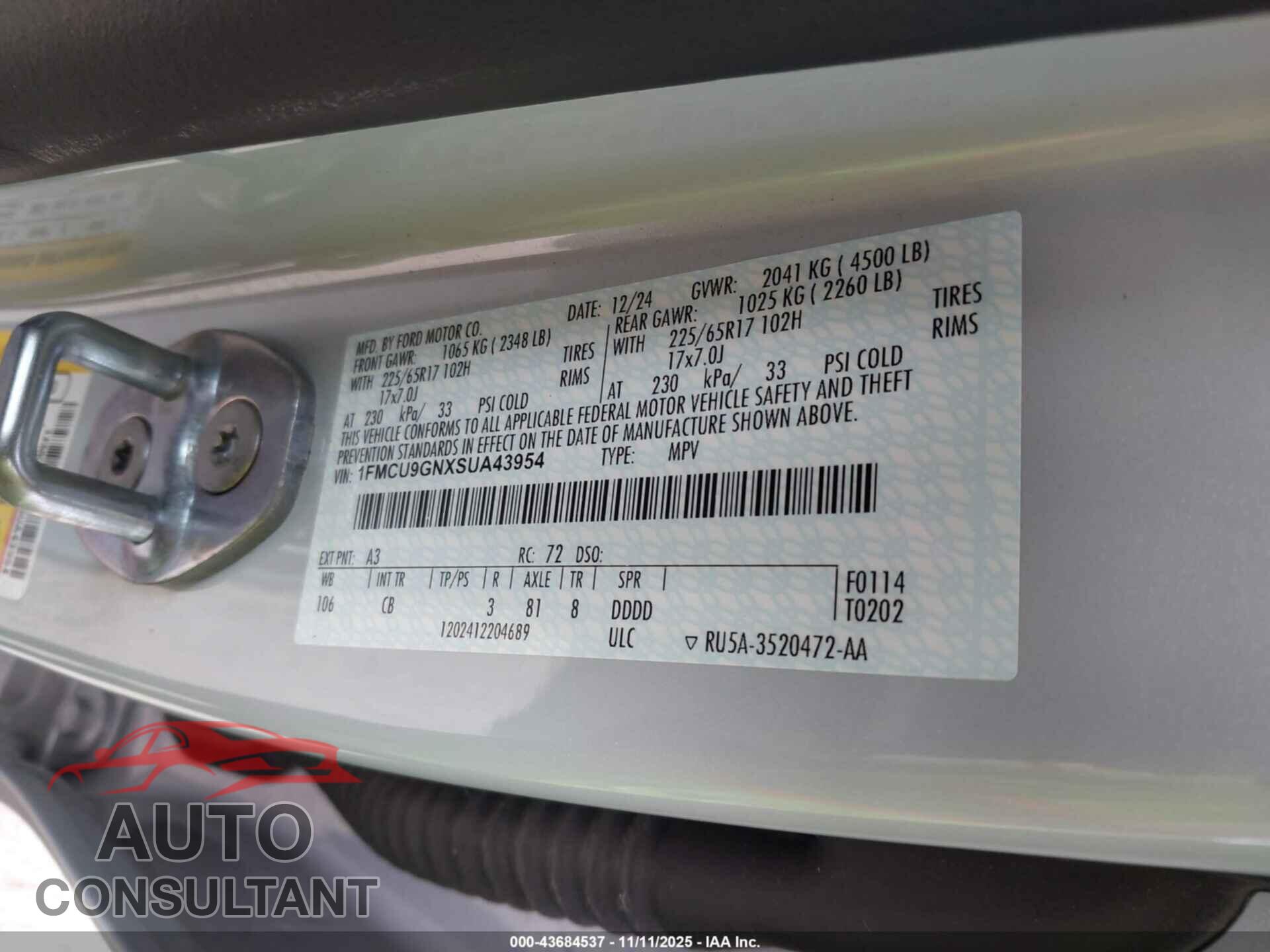 FORD ESCAPE 2025 - 1FMCU9GNXSUA43954