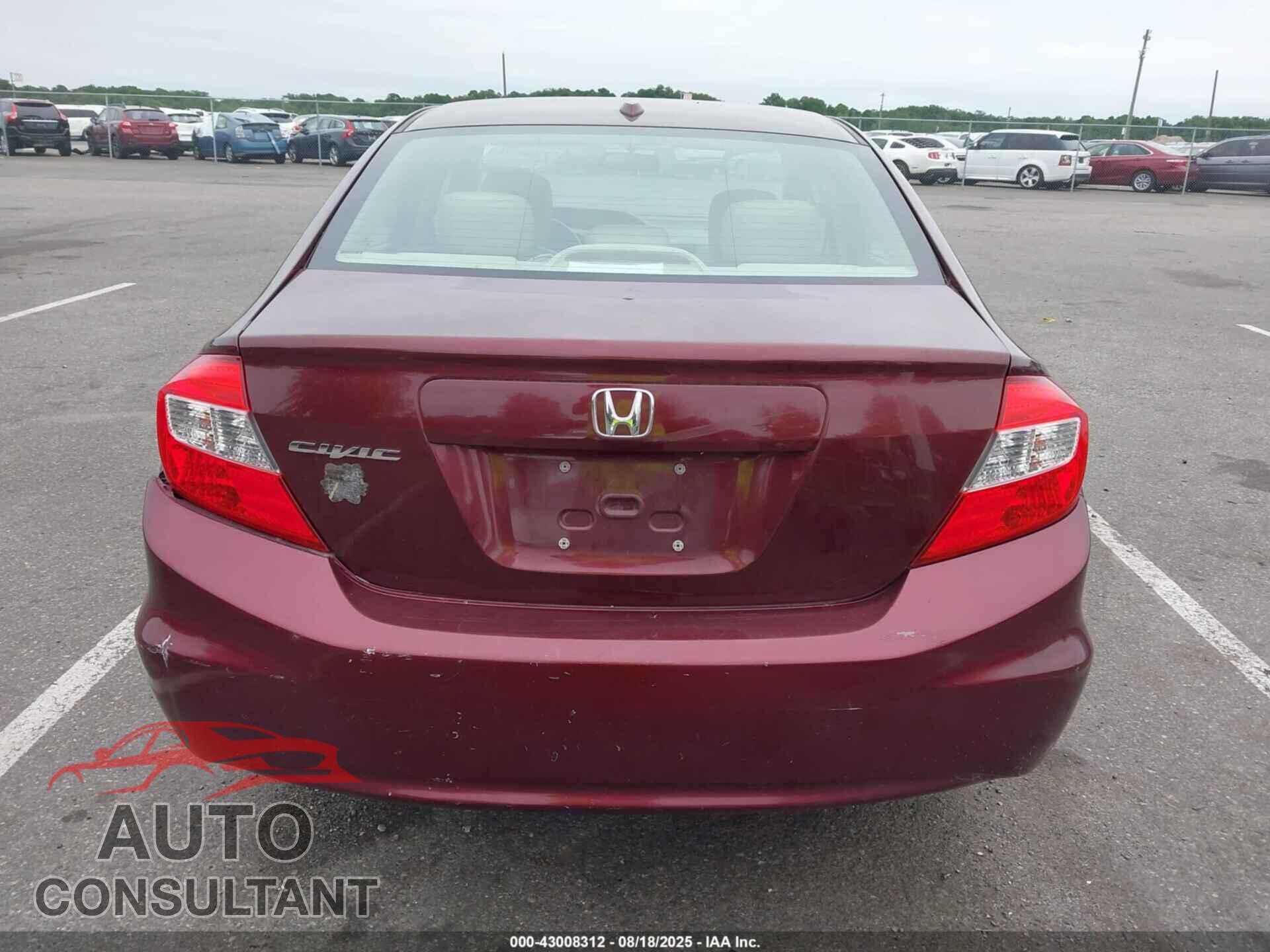 HONDA CIVIC 2012 - 19XFB2F92CE337545