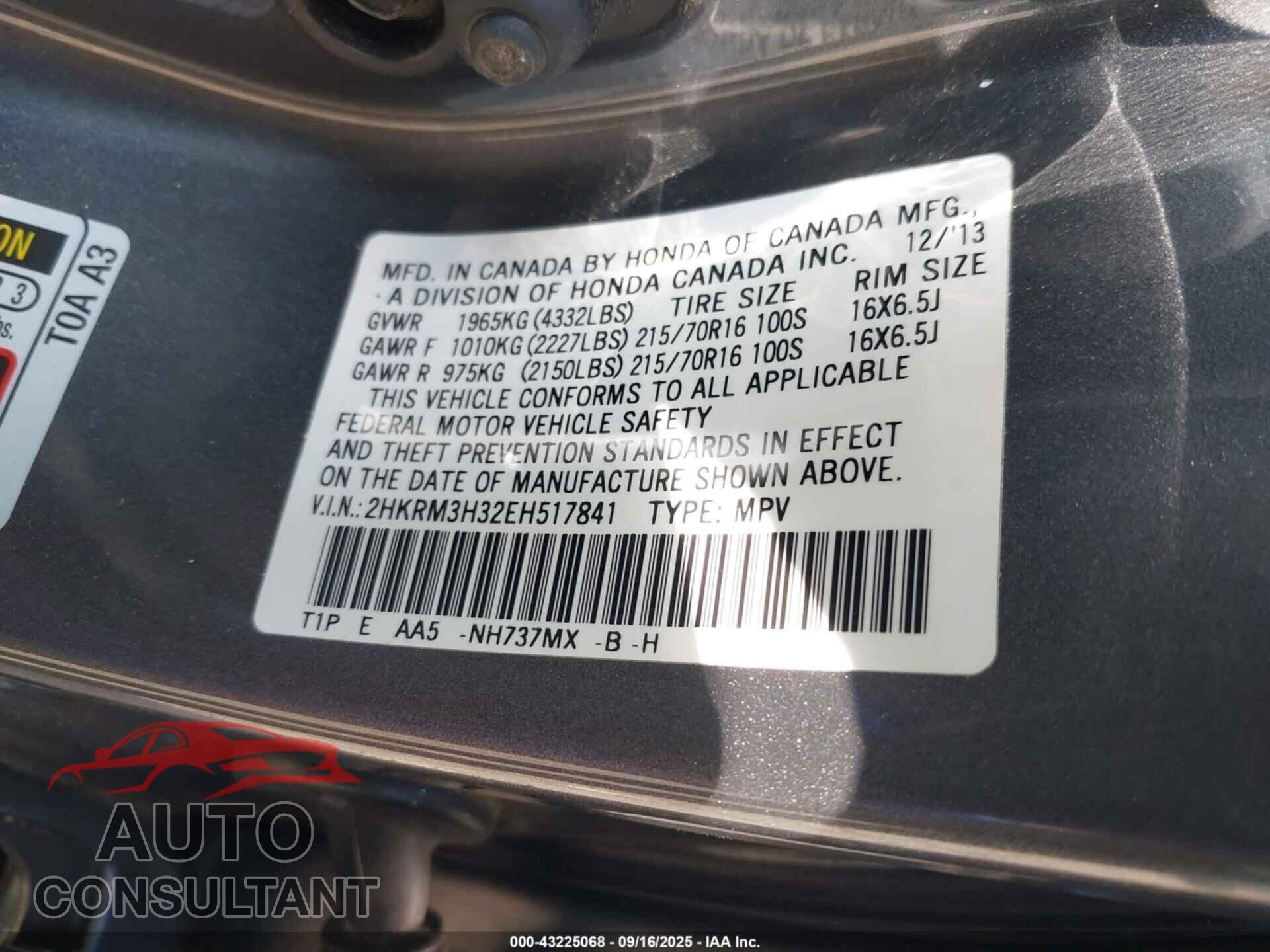 HONDA CR-V 2014 - 2HKRM3H32EH517841