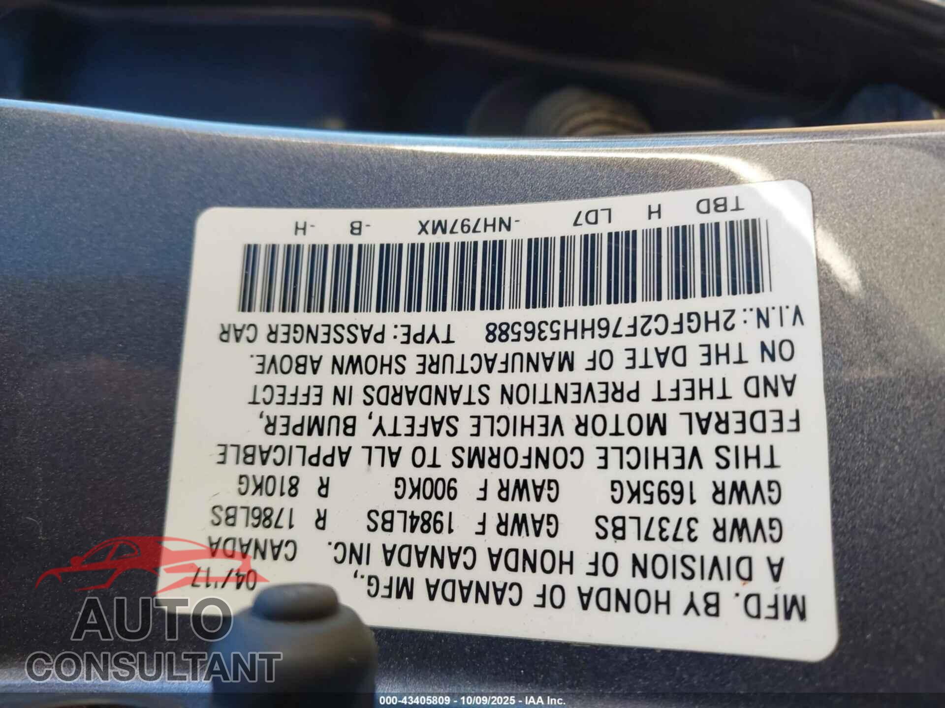 HONDA CIVIC 2017 - 2HGFC2F76HH536588