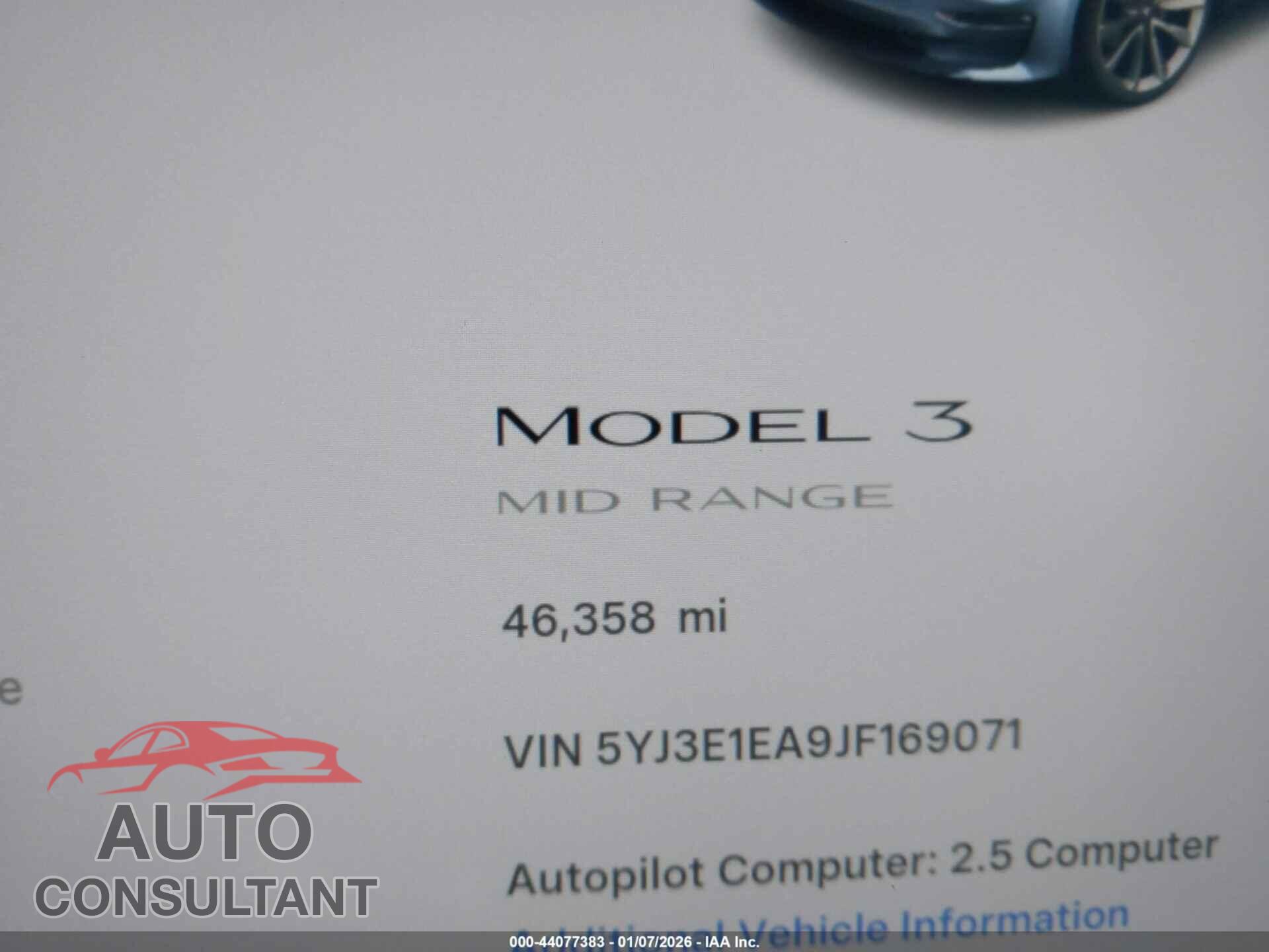 TESLA MODEL 3 2018 - 5YJ3E1EA9JF169071
