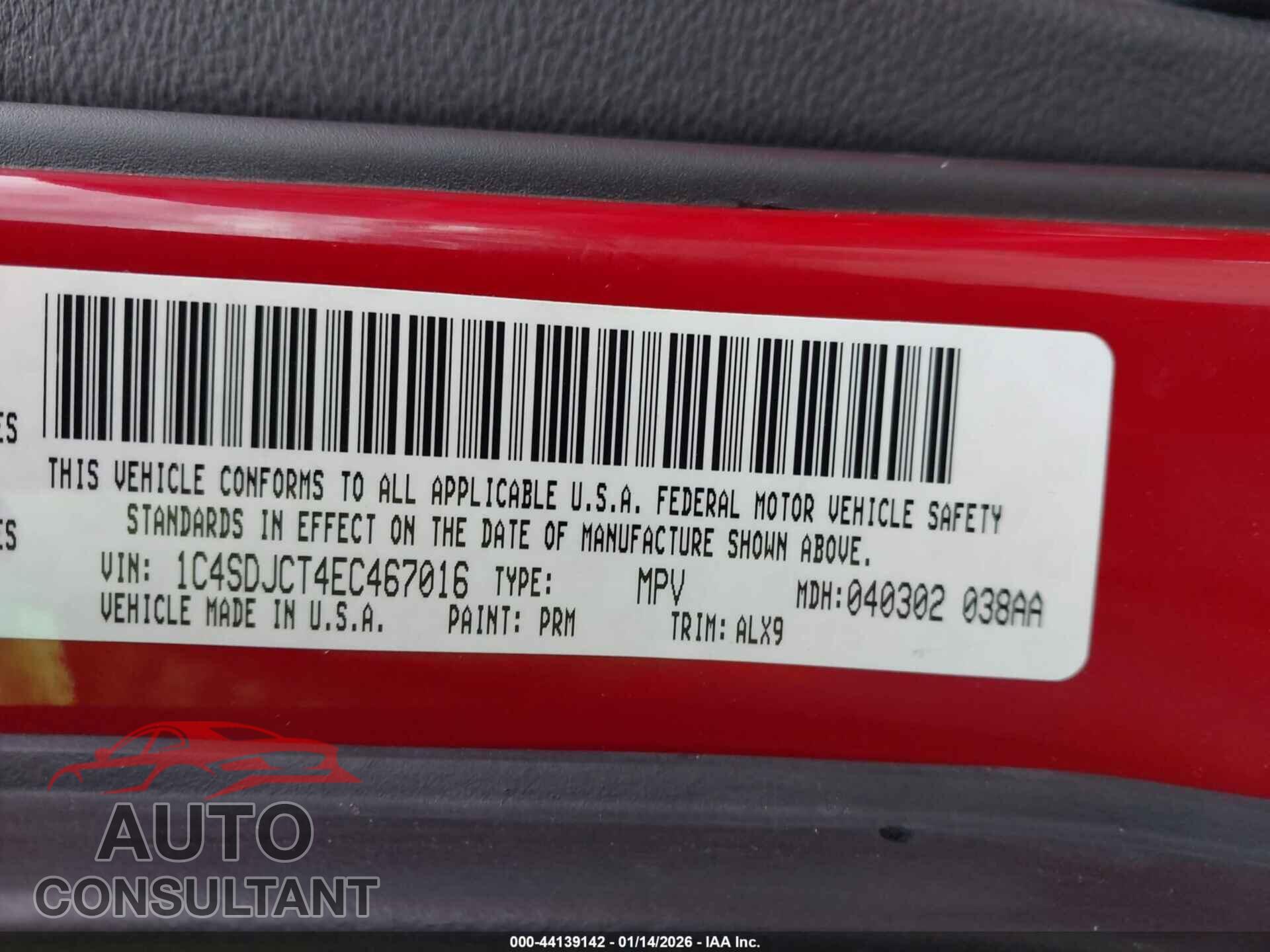 DODGE DURANGO 2014 - 1C4SDJCT4EC467016