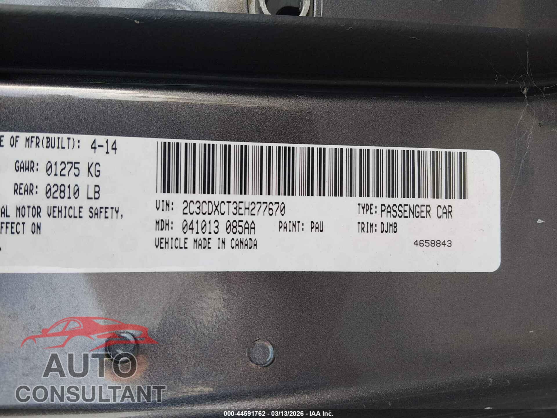 DODGE CHARGER 2014 - 2C3CDXCT3EH277670