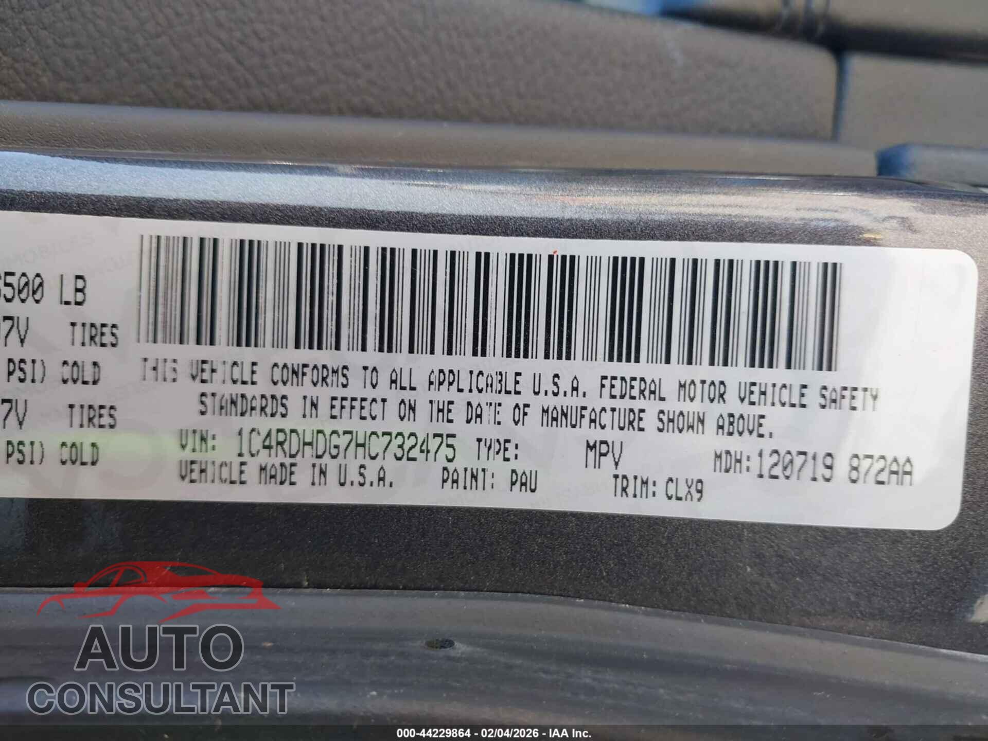 DODGE DURANGO 2017 - 1C4RDHDG7HC732475