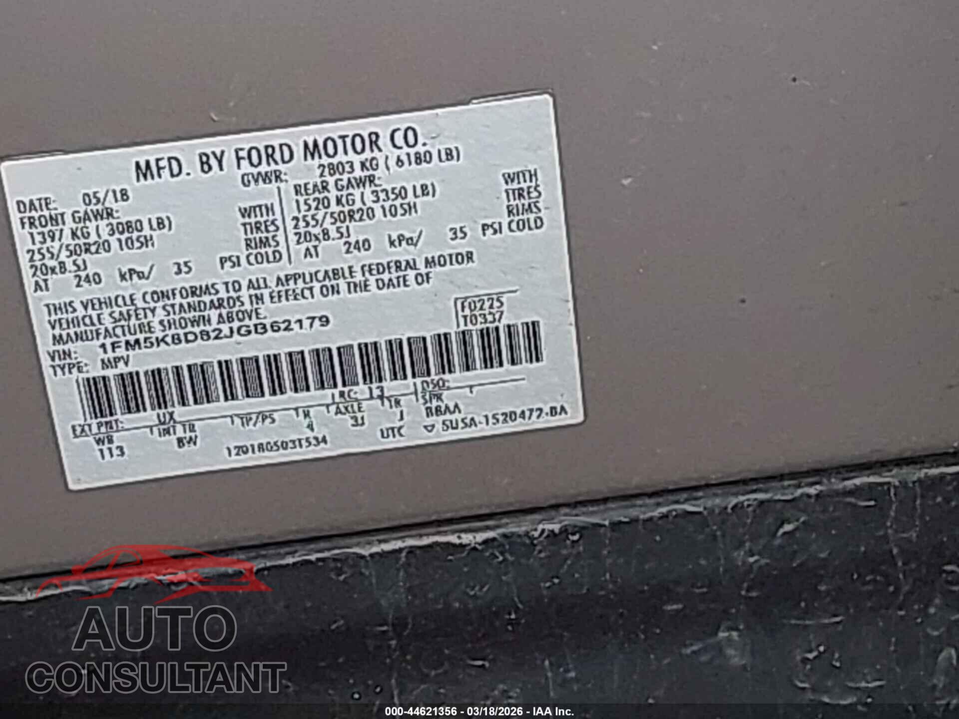 FORD EXPLORER 2018 - 1FM5K8D82JGB62179