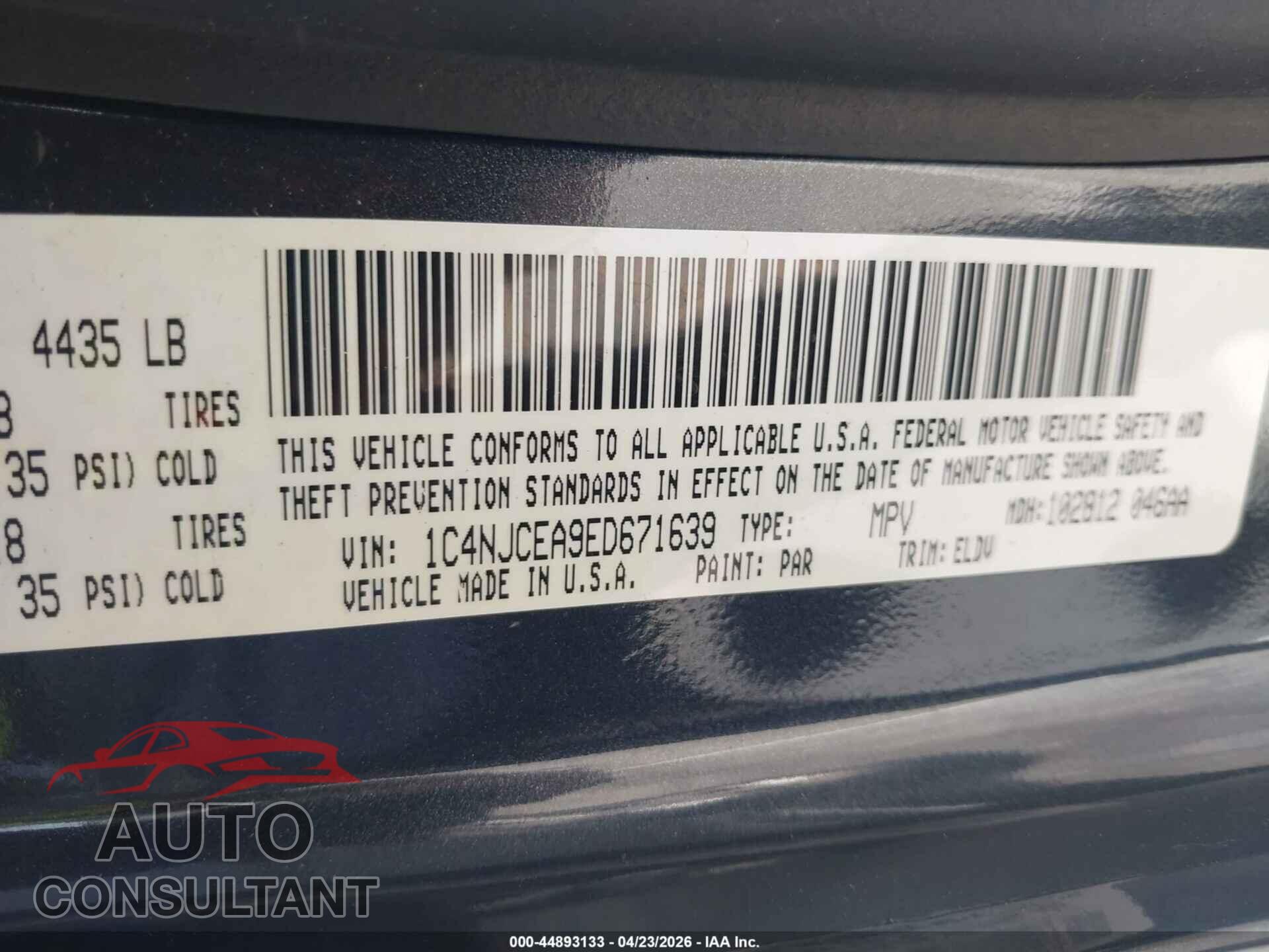 JEEP COMPASS 2014 - 1C4NJCEA9ED671639