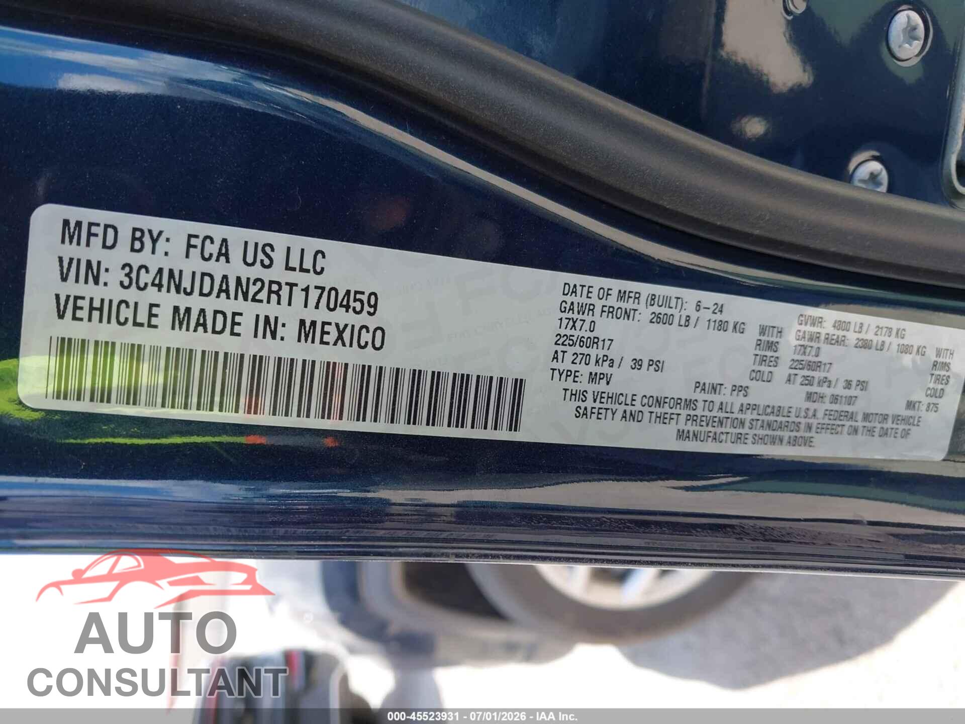JEEP COMPASS 2024 - 3C4NJDAN2RT170459