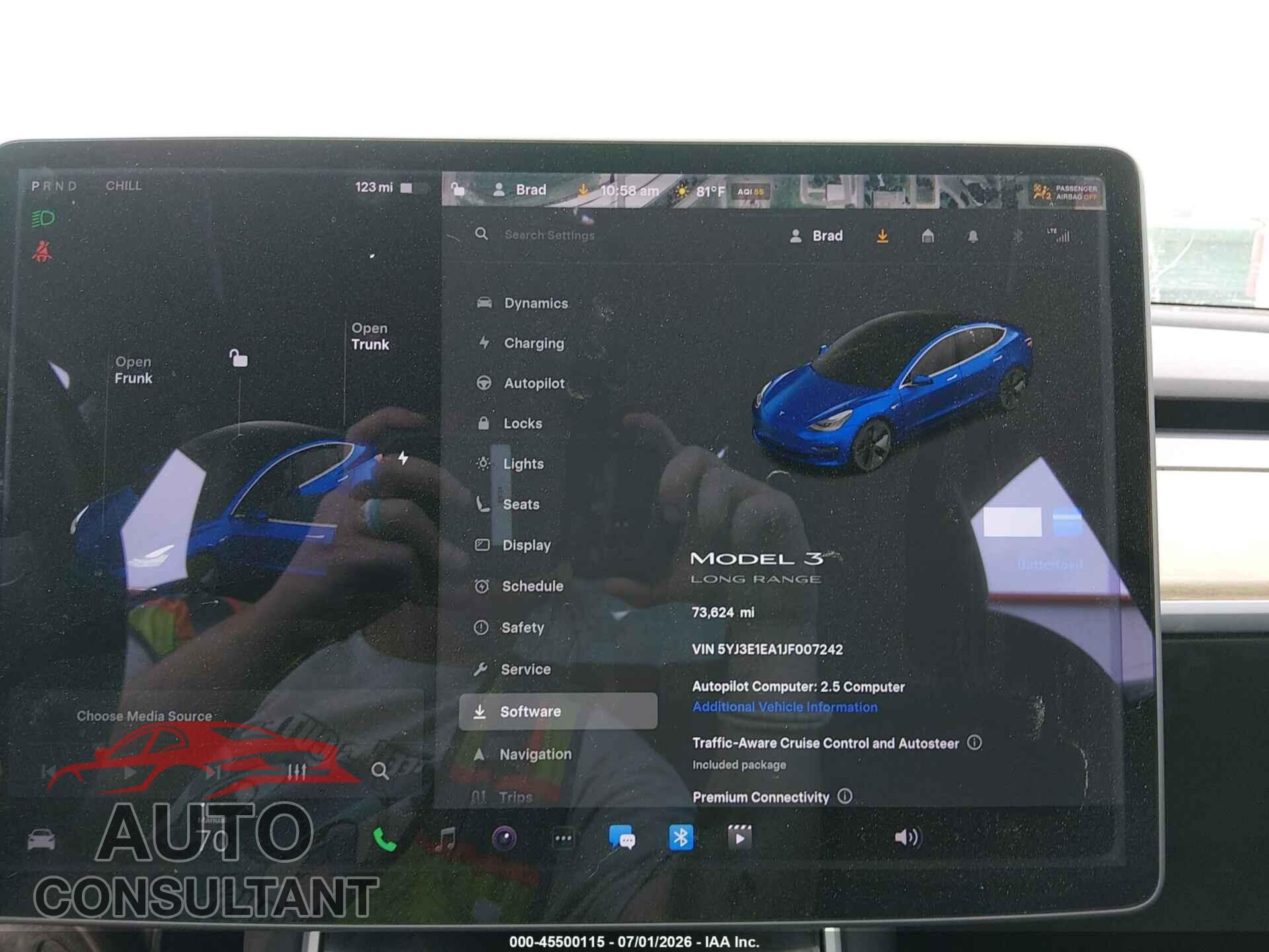 TESLA MODEL 3 2018 - 5YJ3E1EA1JF007242