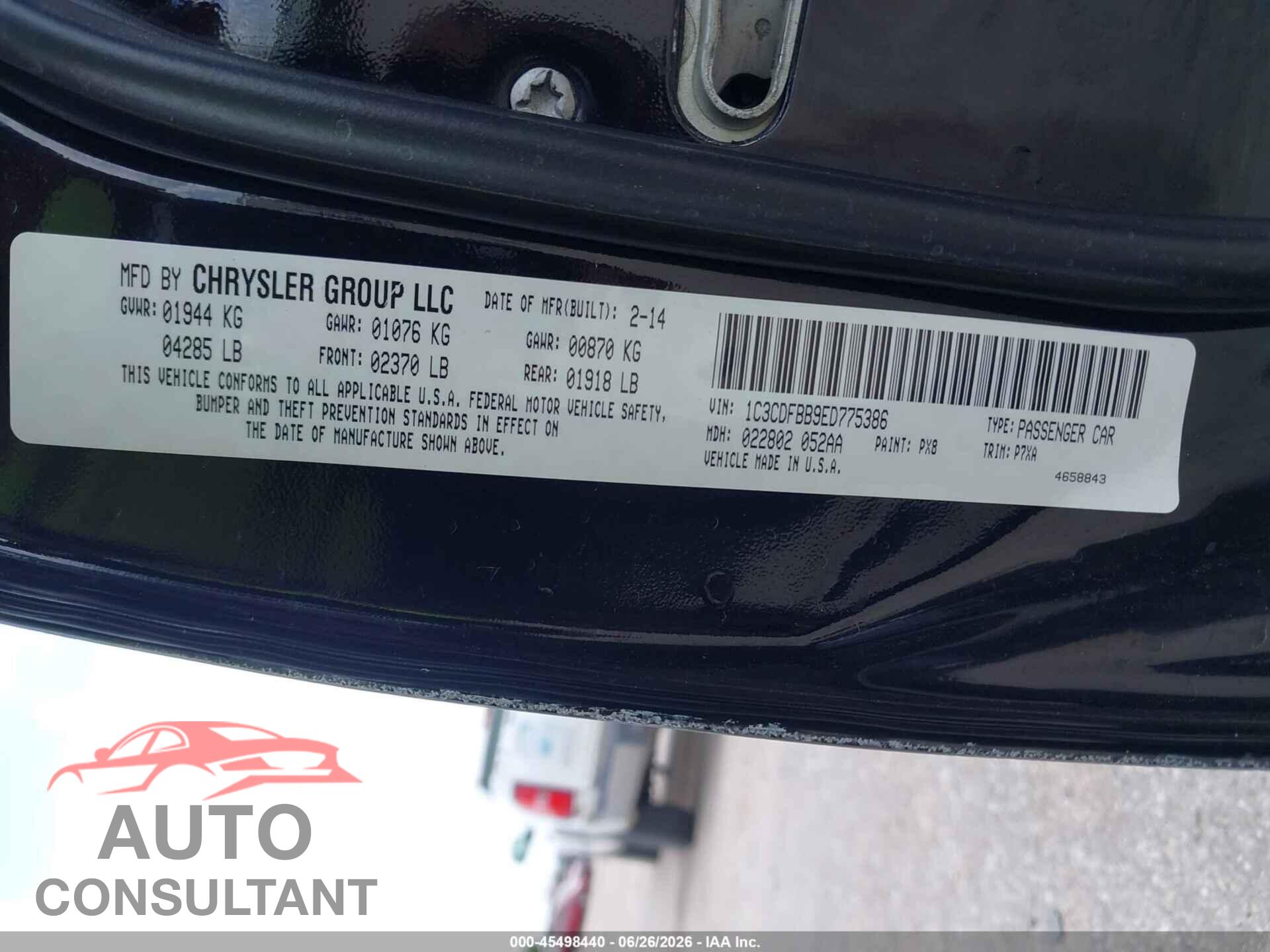 DODGE DART 2014 - 1C3CDFBB9ED775386