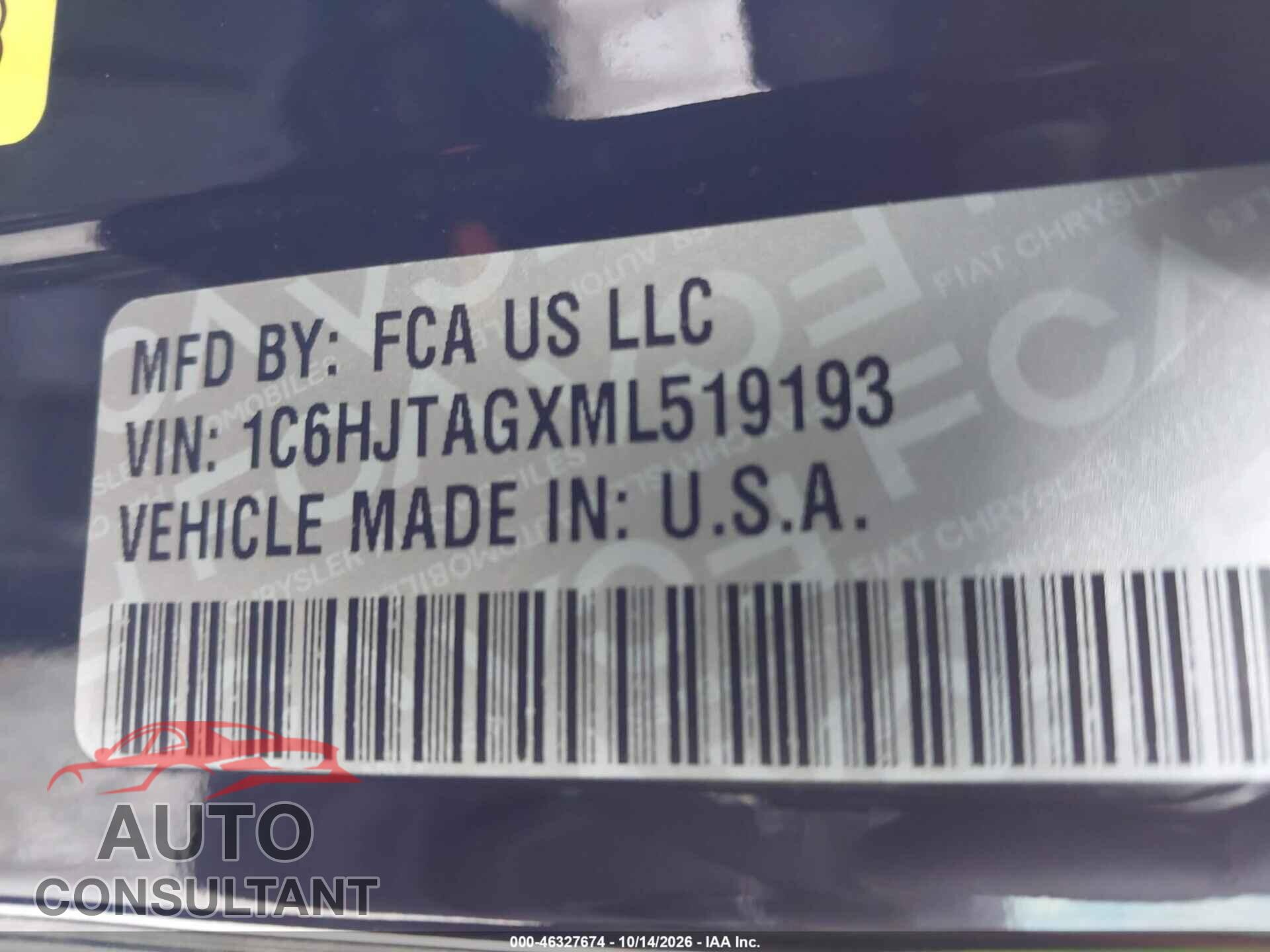 JEEP GLADIATOR 2021 - 1C6HJTAGXML519193