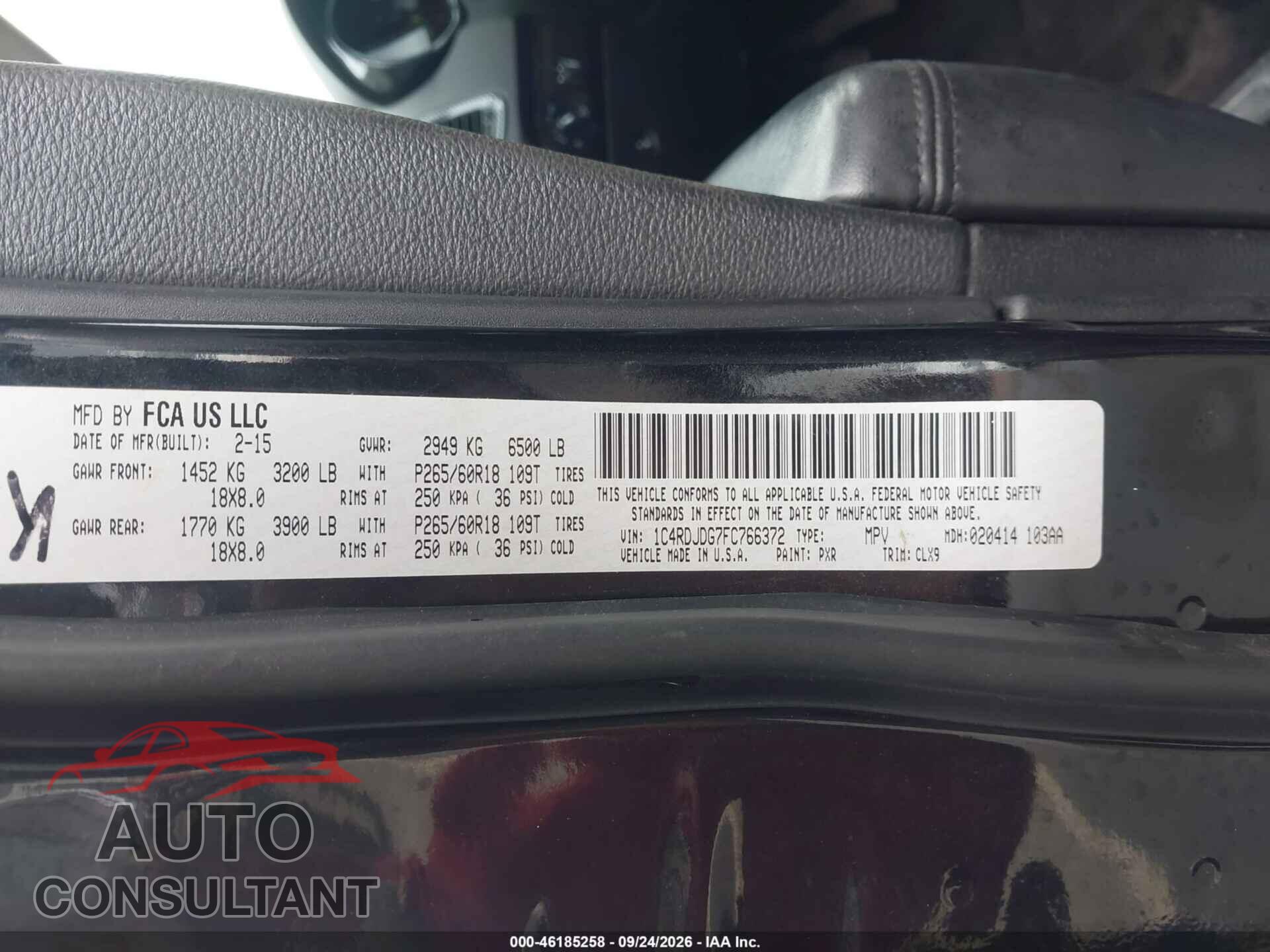 DODGE DURANGO 2015 - 1C4RDJDG7FC766372