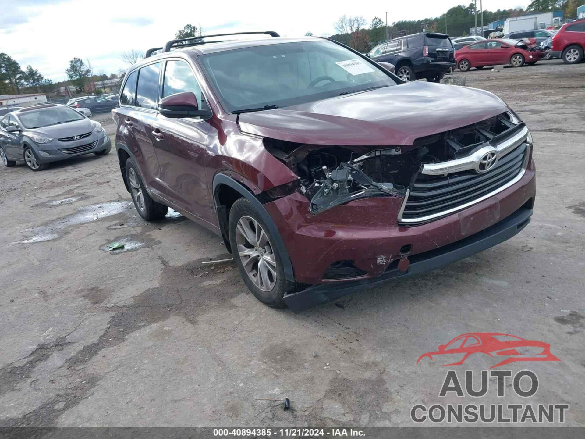 TOYOTA HIGHLANDER 2014 - 5TDBKRFH4ES070707