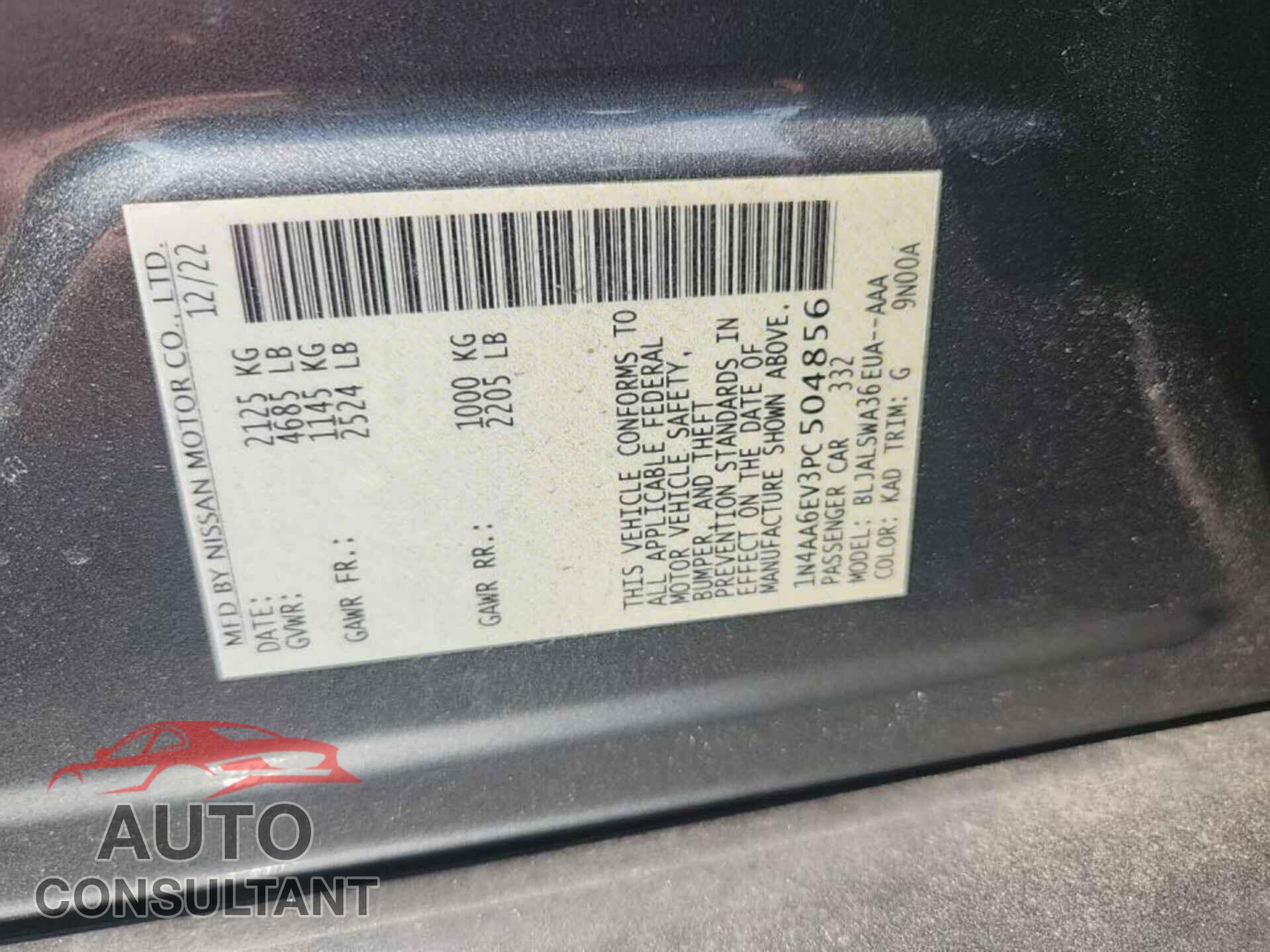NISSAN MAXIMA 2023 - 1N4AA6EV3PC504856