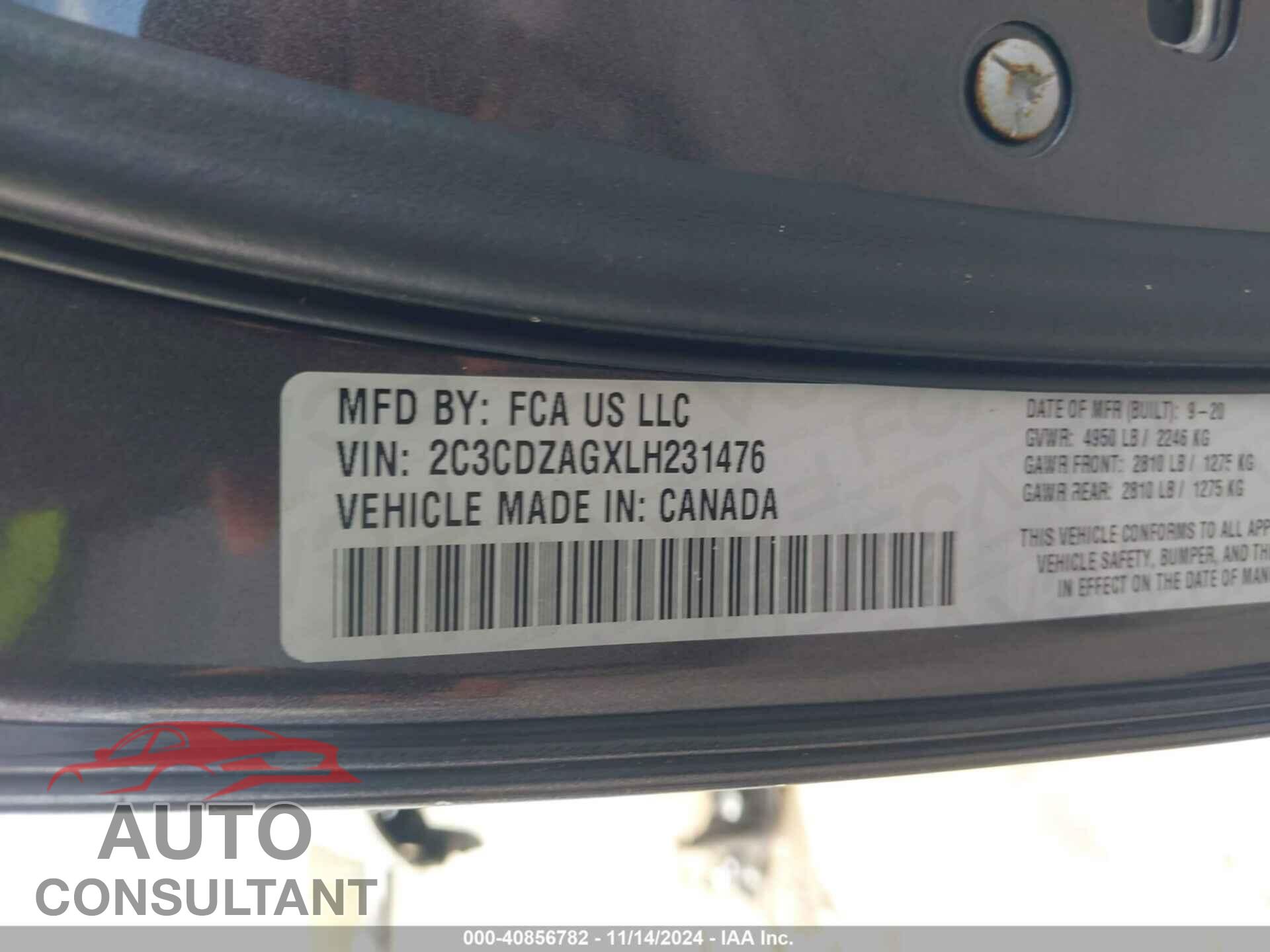 DODGE CHALLENGER 2020 - 2C3CDZAGXLH231476