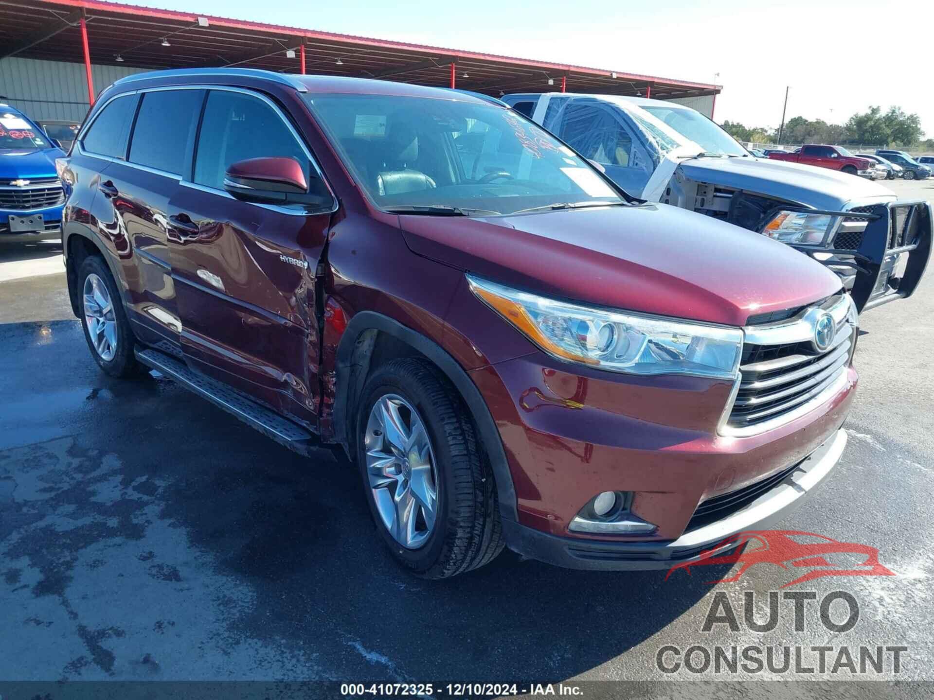 TOYOTA HIGHLANDER HYBRID 2014 - 5TDDCRFH2ES004517