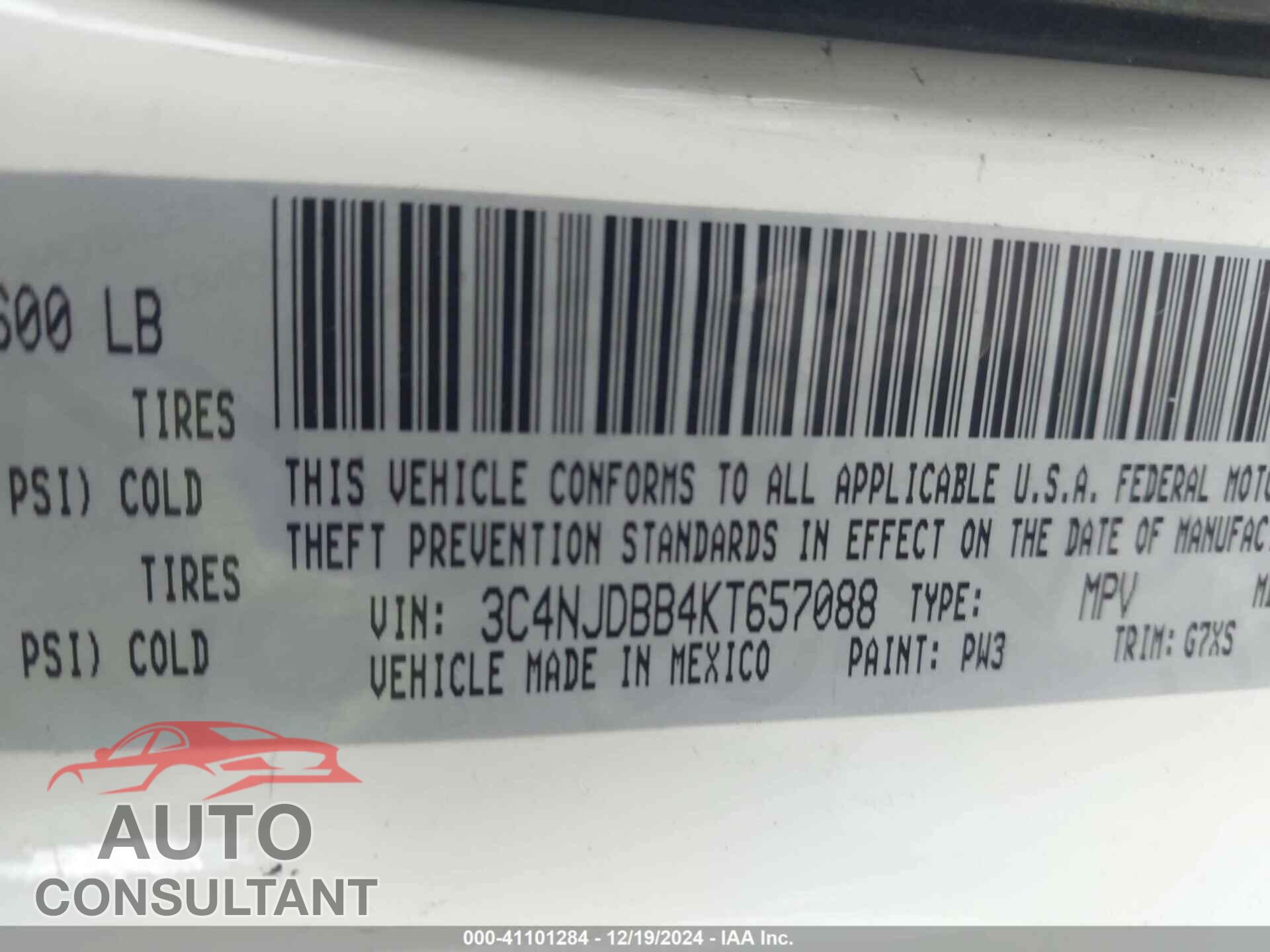 JEEP COMPASS 2019 - 3C4NJDBB4KT657088