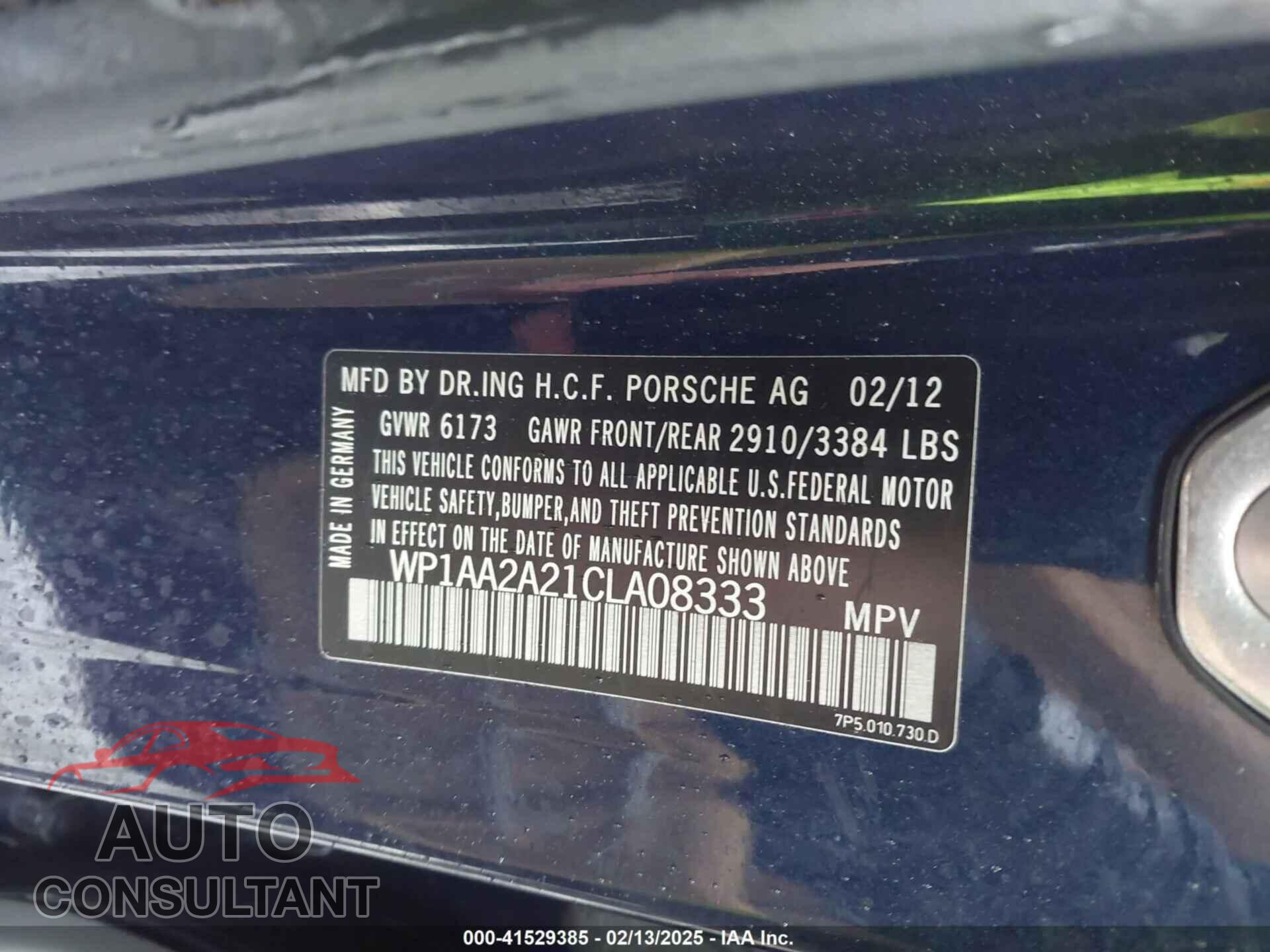PORSCHE CAYENNE 2012 - WP1AA2A21CLA08333