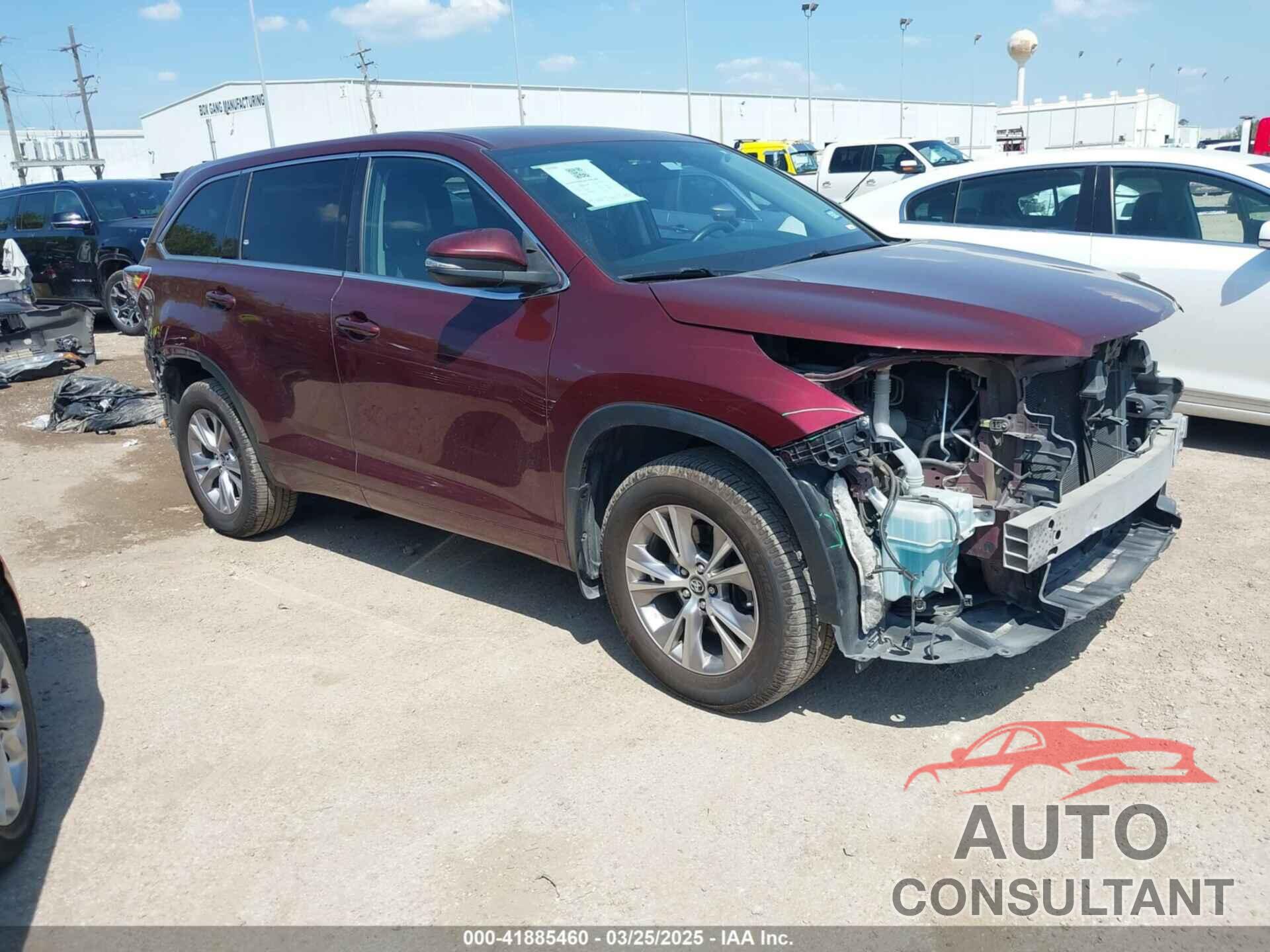 TOYOTA HIGHLANDER 2016 - 5TDBKRFH5GS338960
