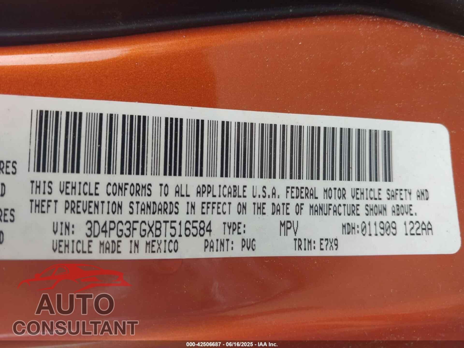 DODGE JOURNEY 2011 - 3D4PG3FGXBT516584