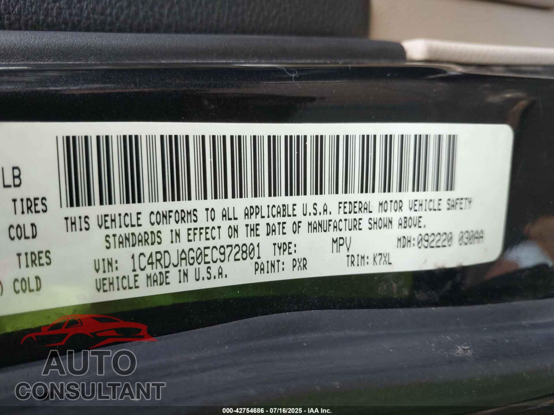 DODGE DURANGO 2014 - 1C4RDJAG0EC972801