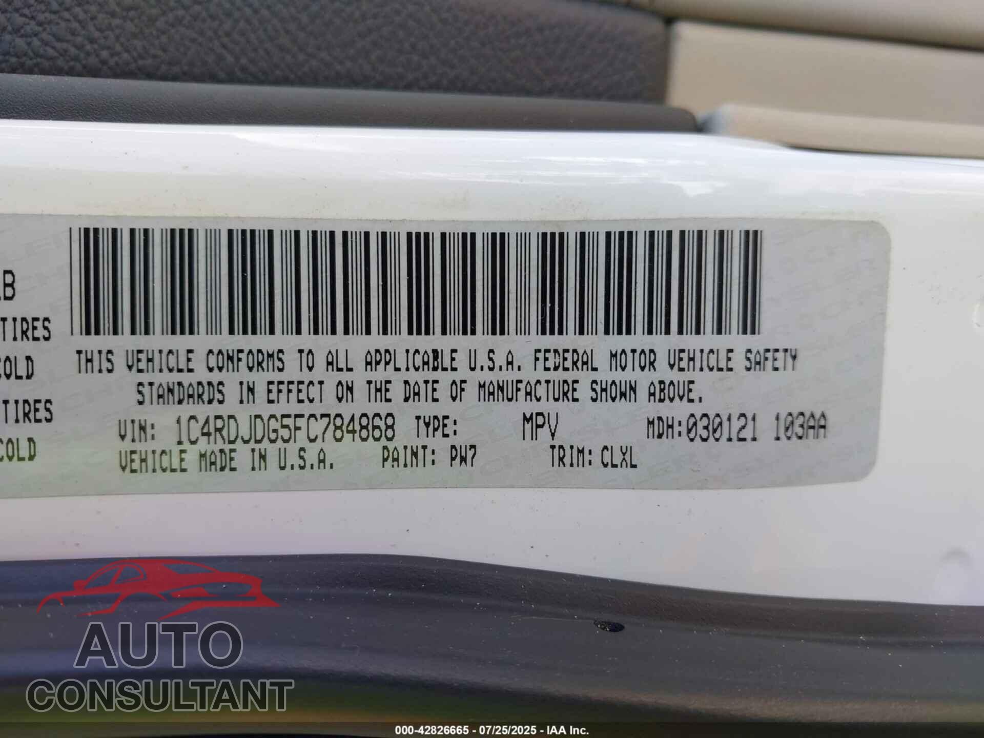 DODGE DURANGO 2015 - 1C4RDJDG5FC784868