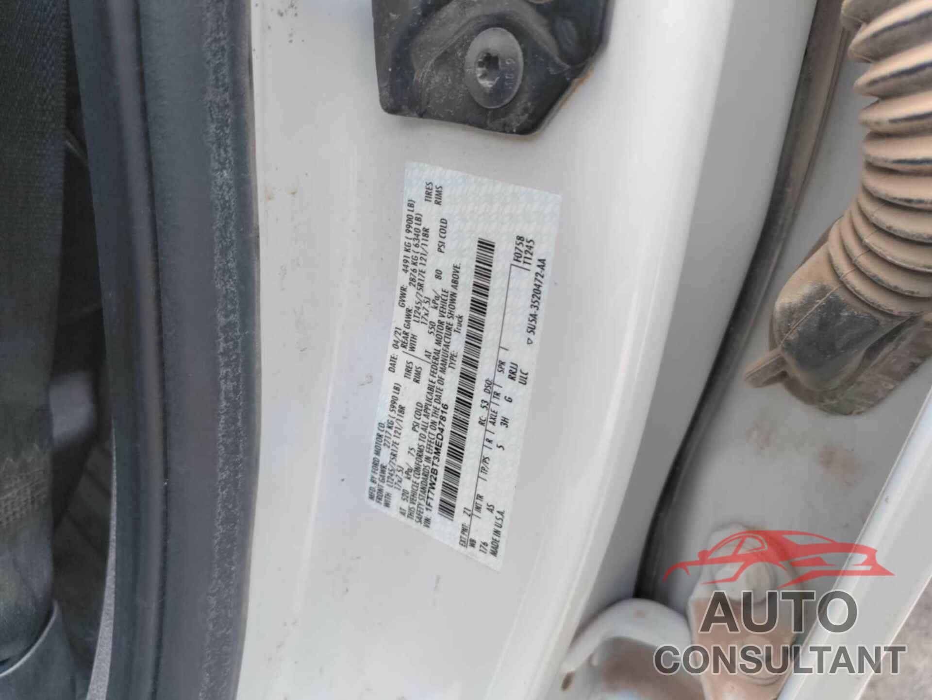 FORD F250 2021 - 1FT7W2BT3MED47816
