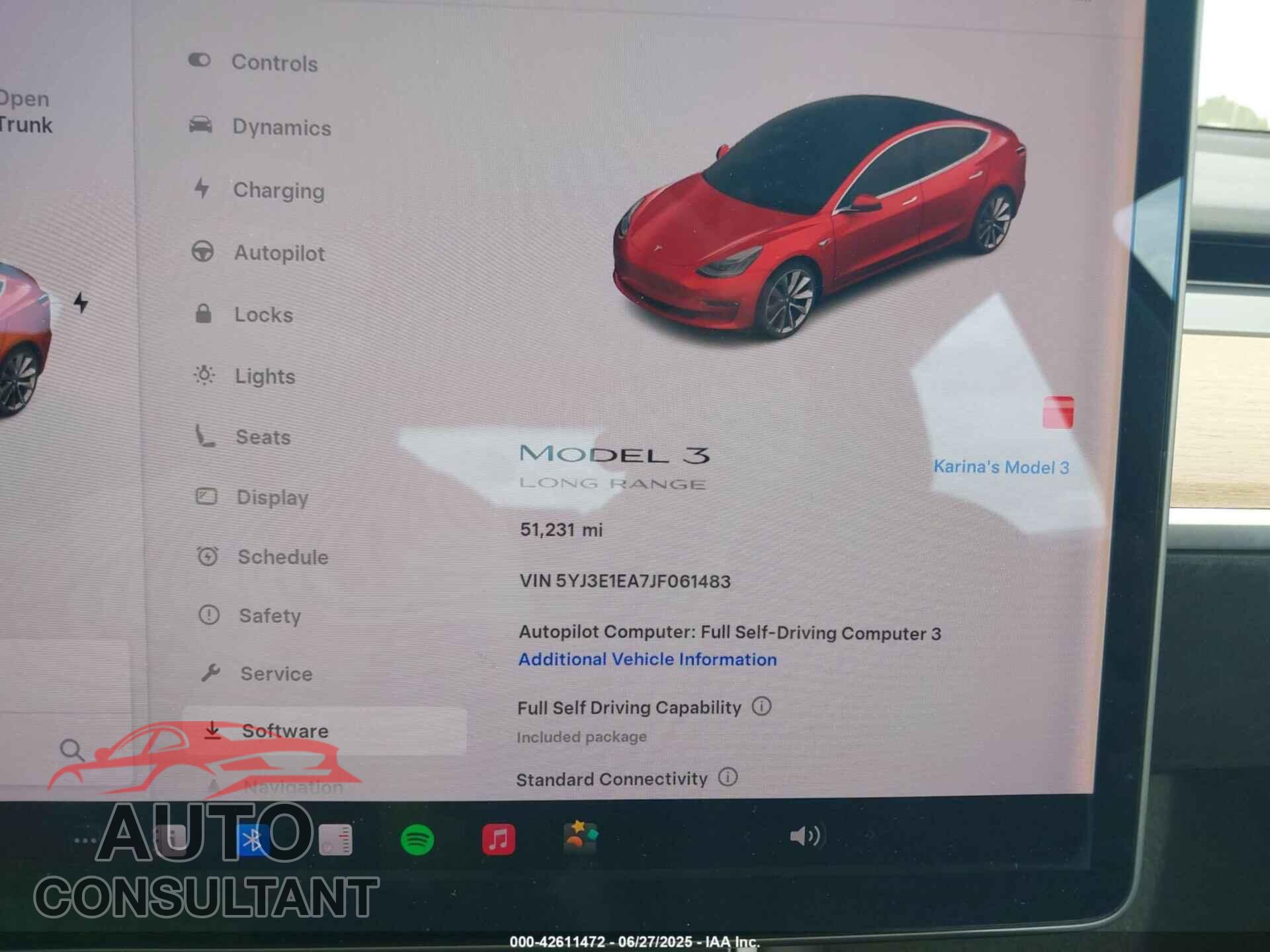 TESLA MODEL 3 2018 - 5YJ3E1EA7JF061483